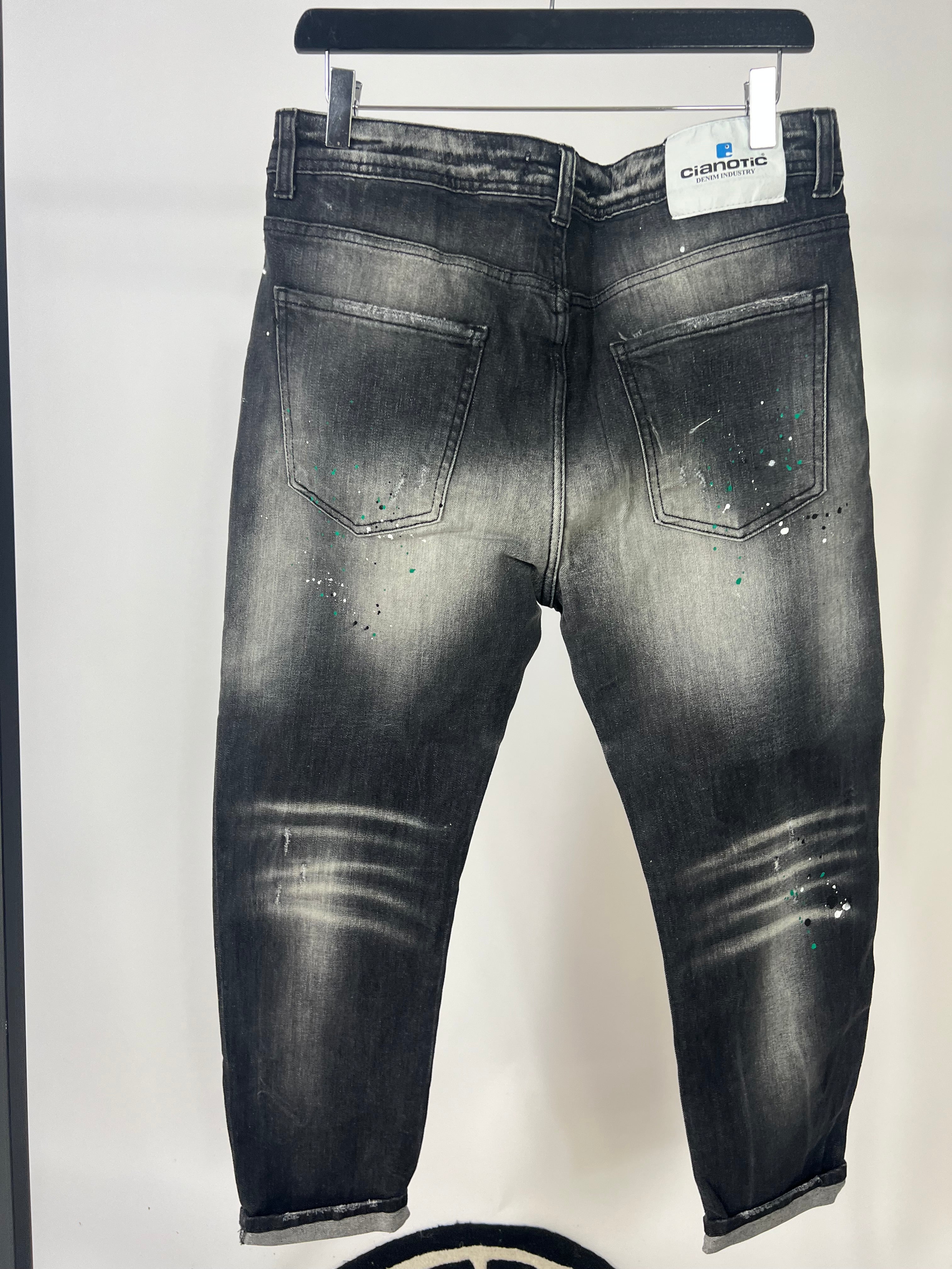 JEANS GRIGIO SVERNICIATO VERDE