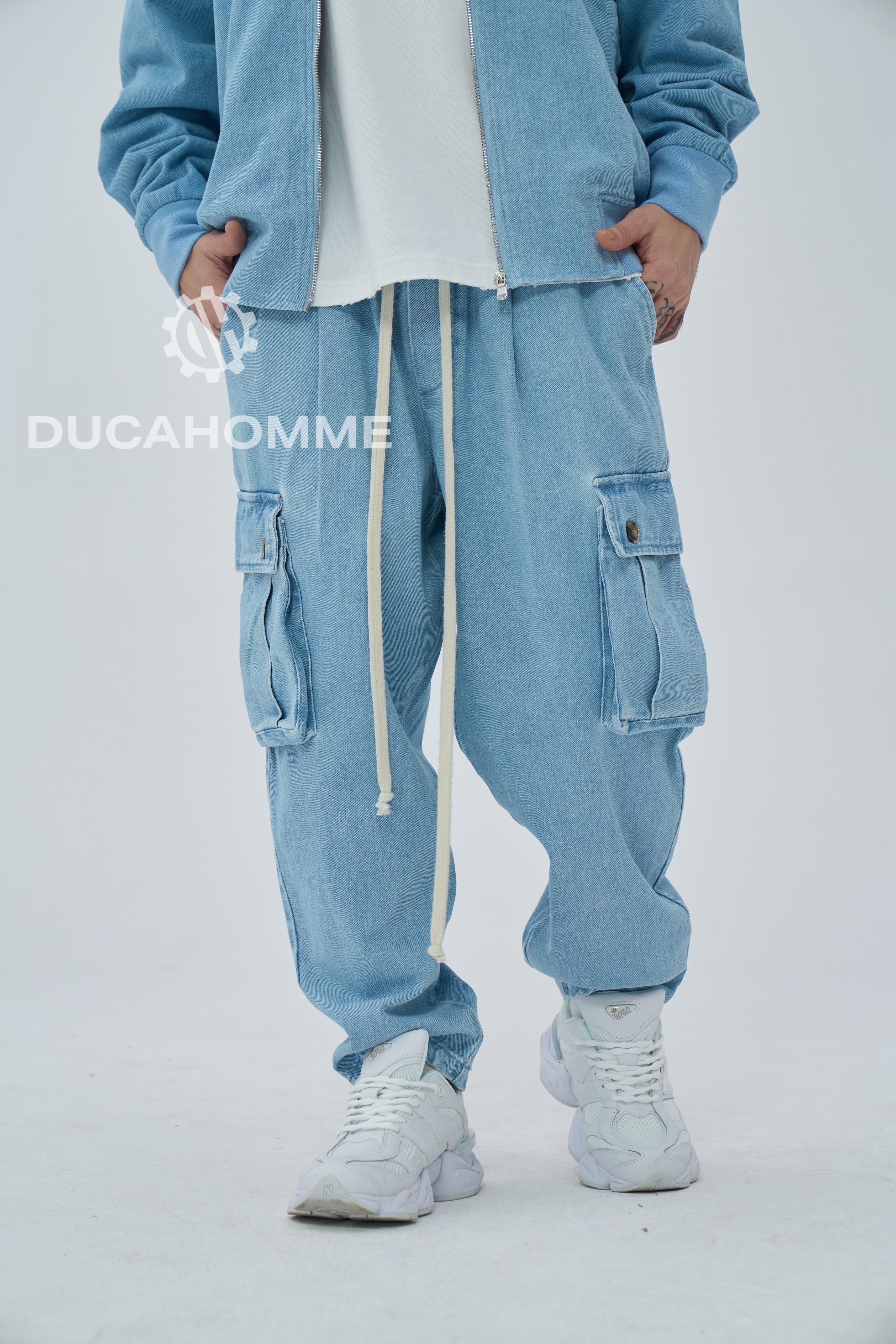 Pantalone Cargo Effetto jeans denim