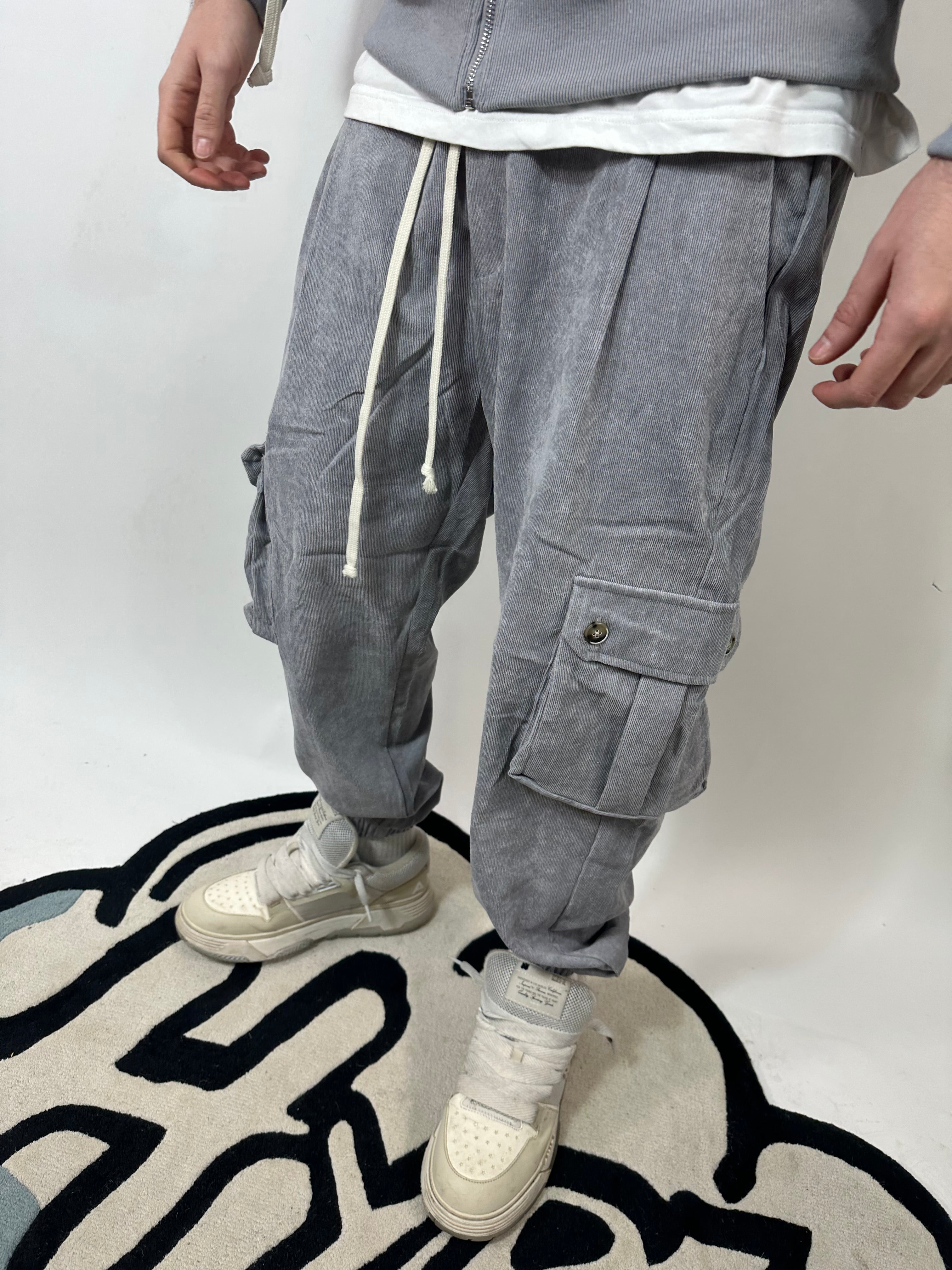 Completo Sartoriale Leggero a Costine Grigio Chiaro
