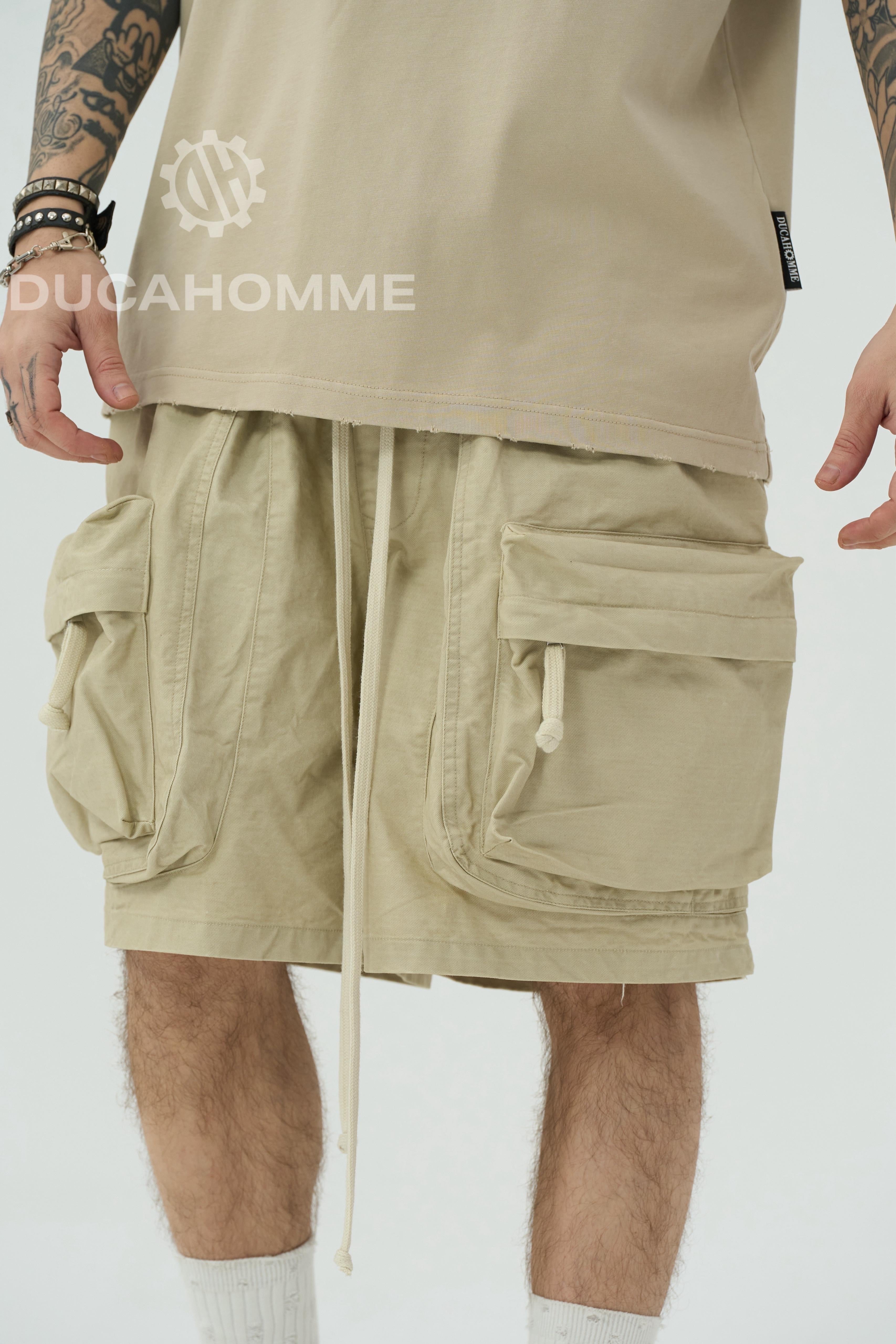 Pantaloncino Cargo Zip Beige