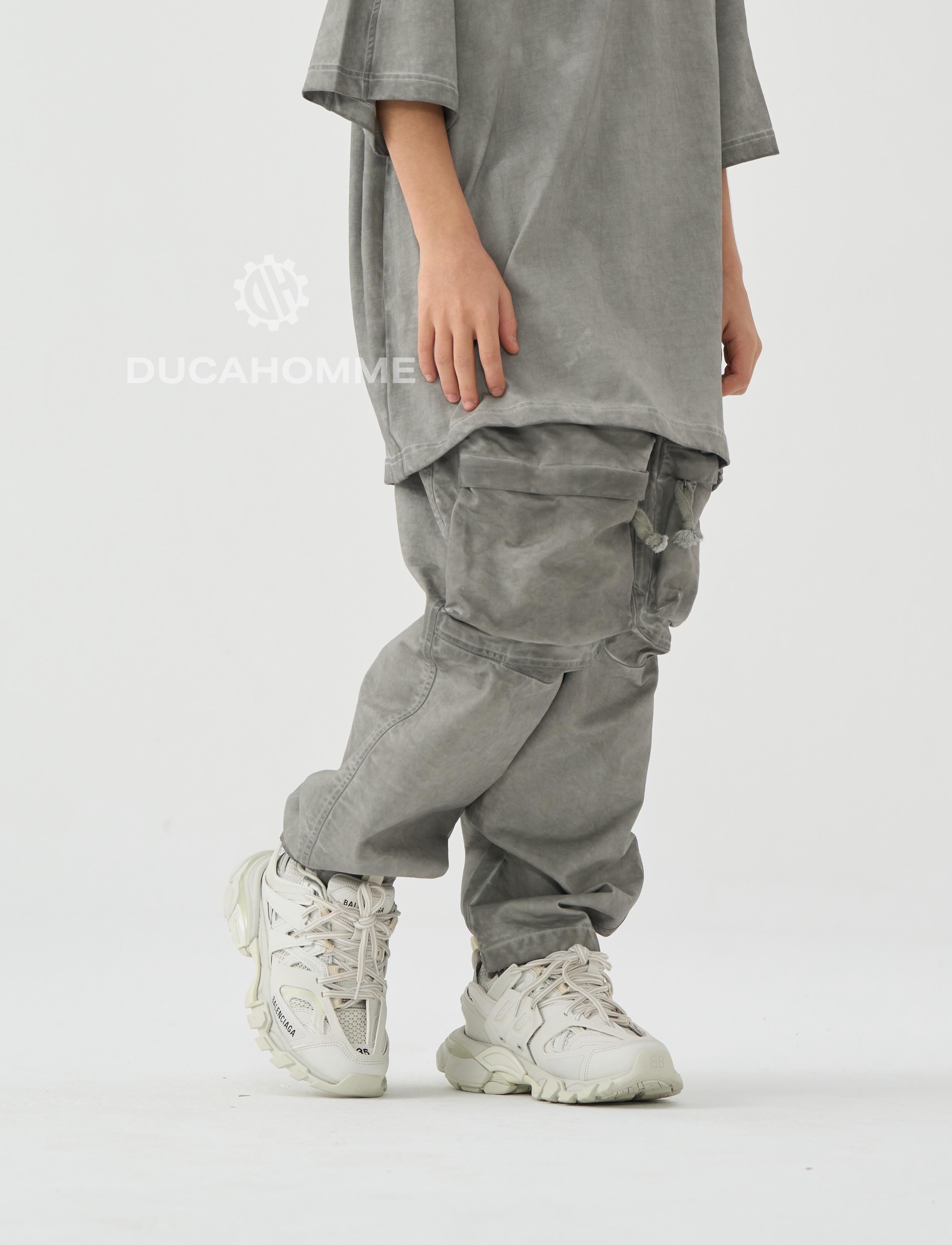 Pantalone Sartoriale cargo zip Stone Wash Grigio
