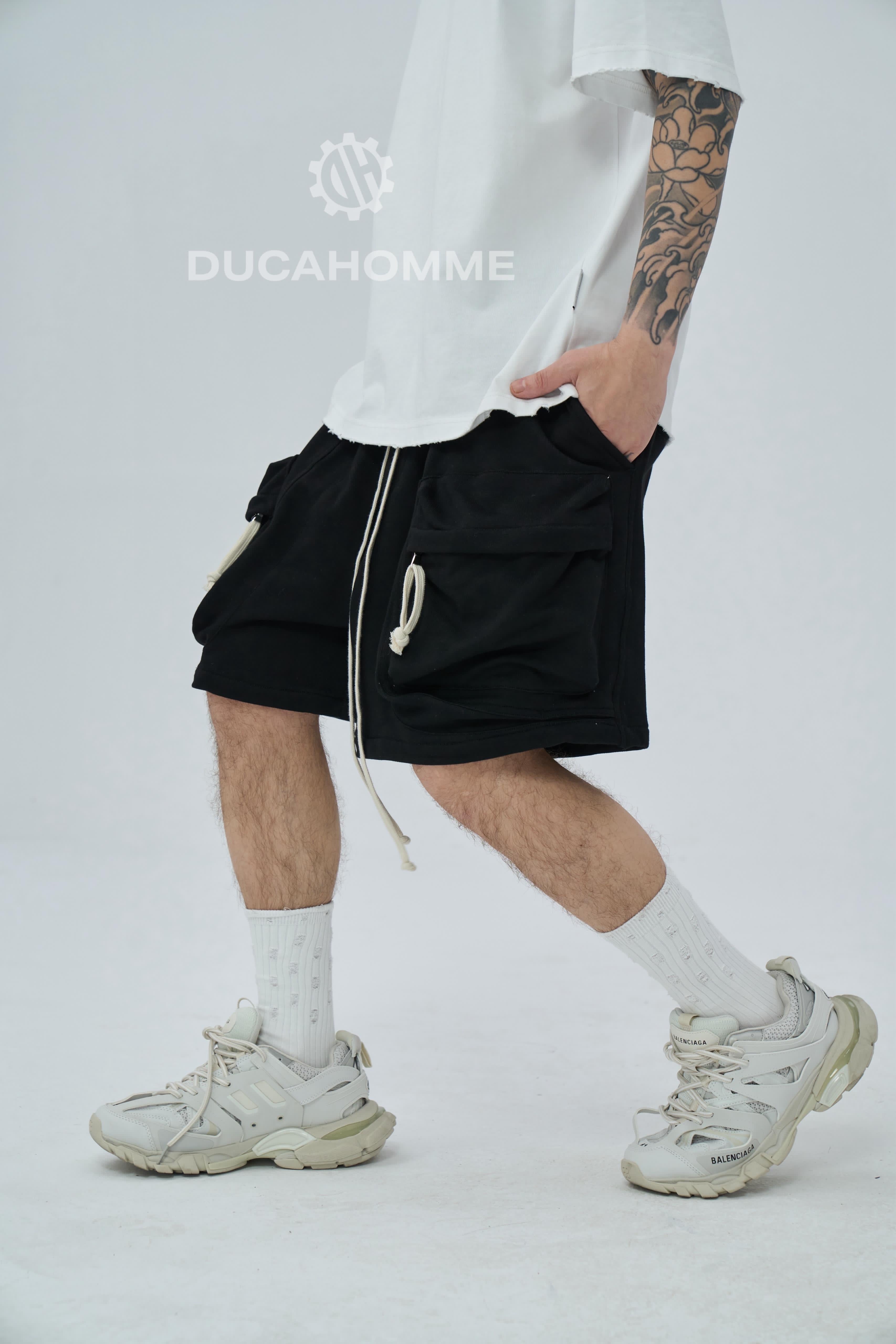 Pantaloncino Cargo Zip Nero