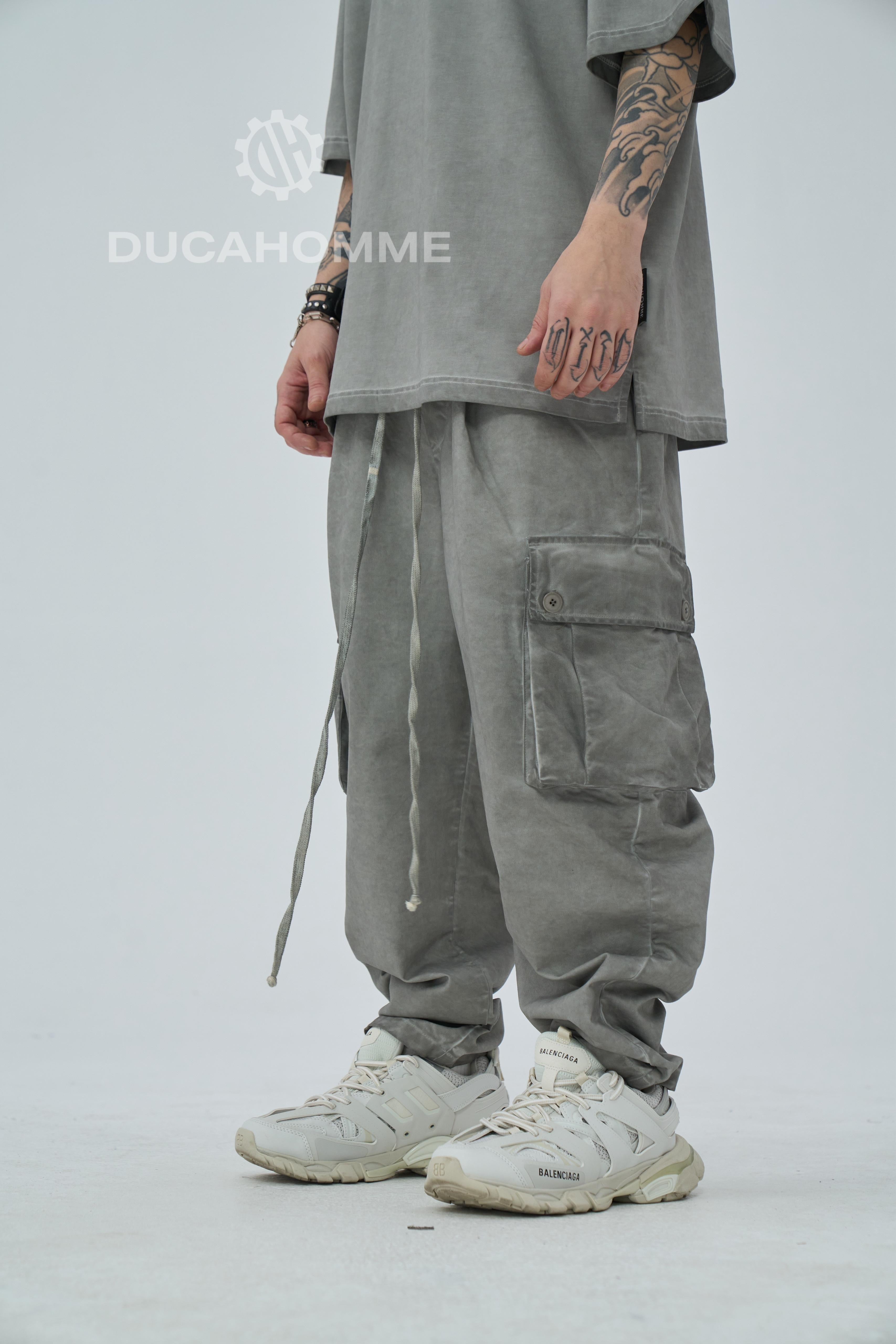 Pantalone Sartoriale cargo Stone Wash Grigio
