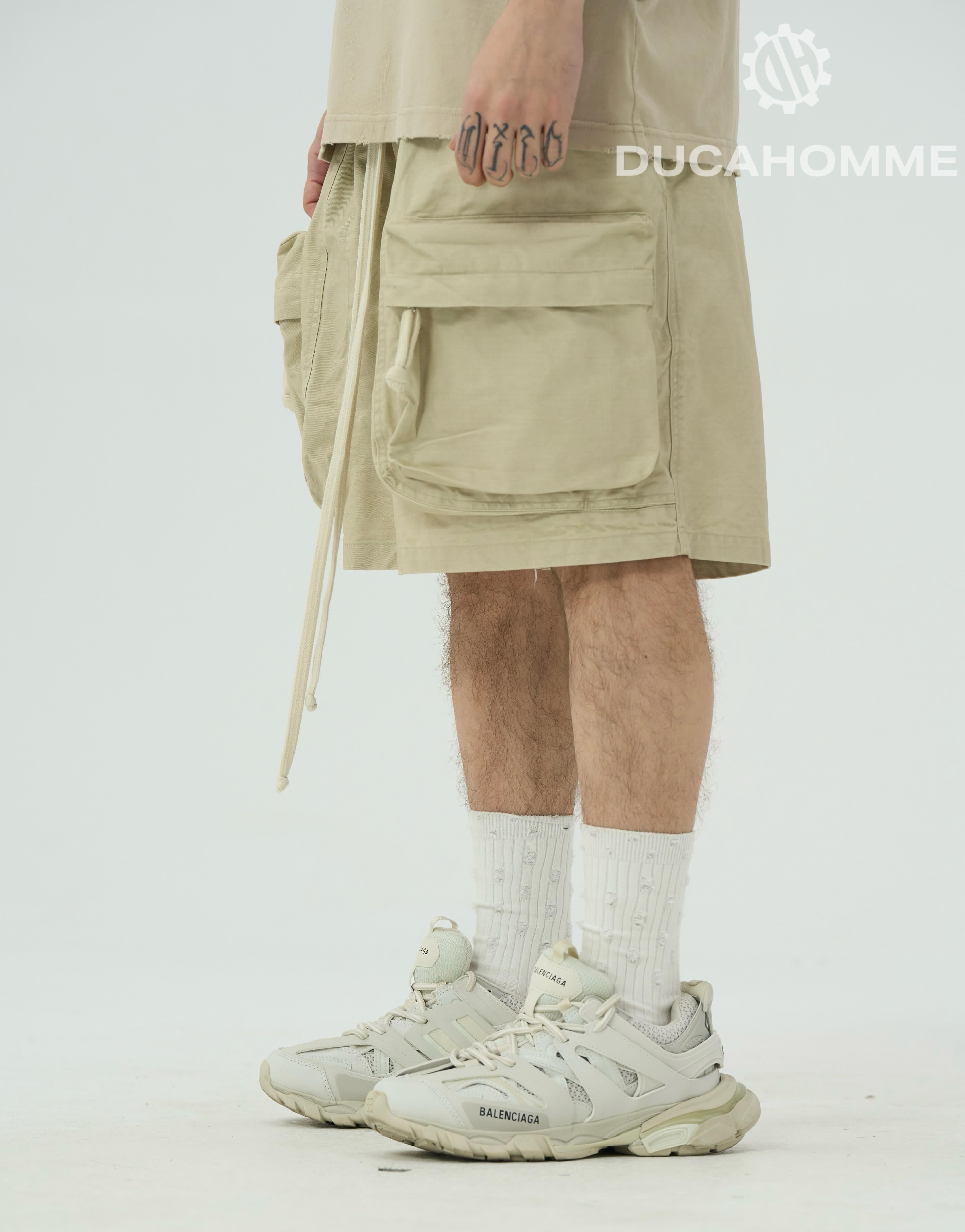 Pantaloncino Cargo Zip Beige