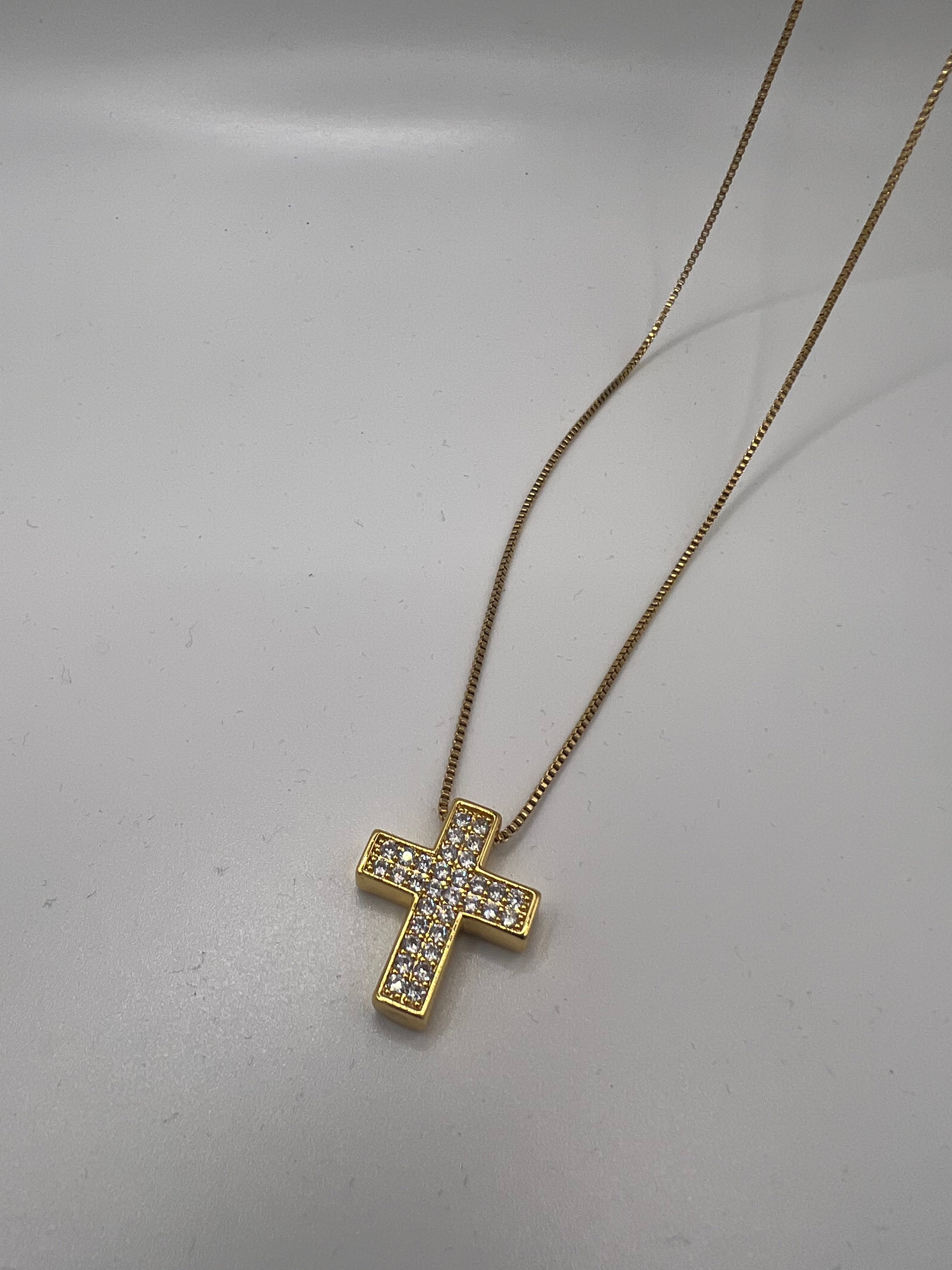COLLANA CROCE DIAMANTI ORO