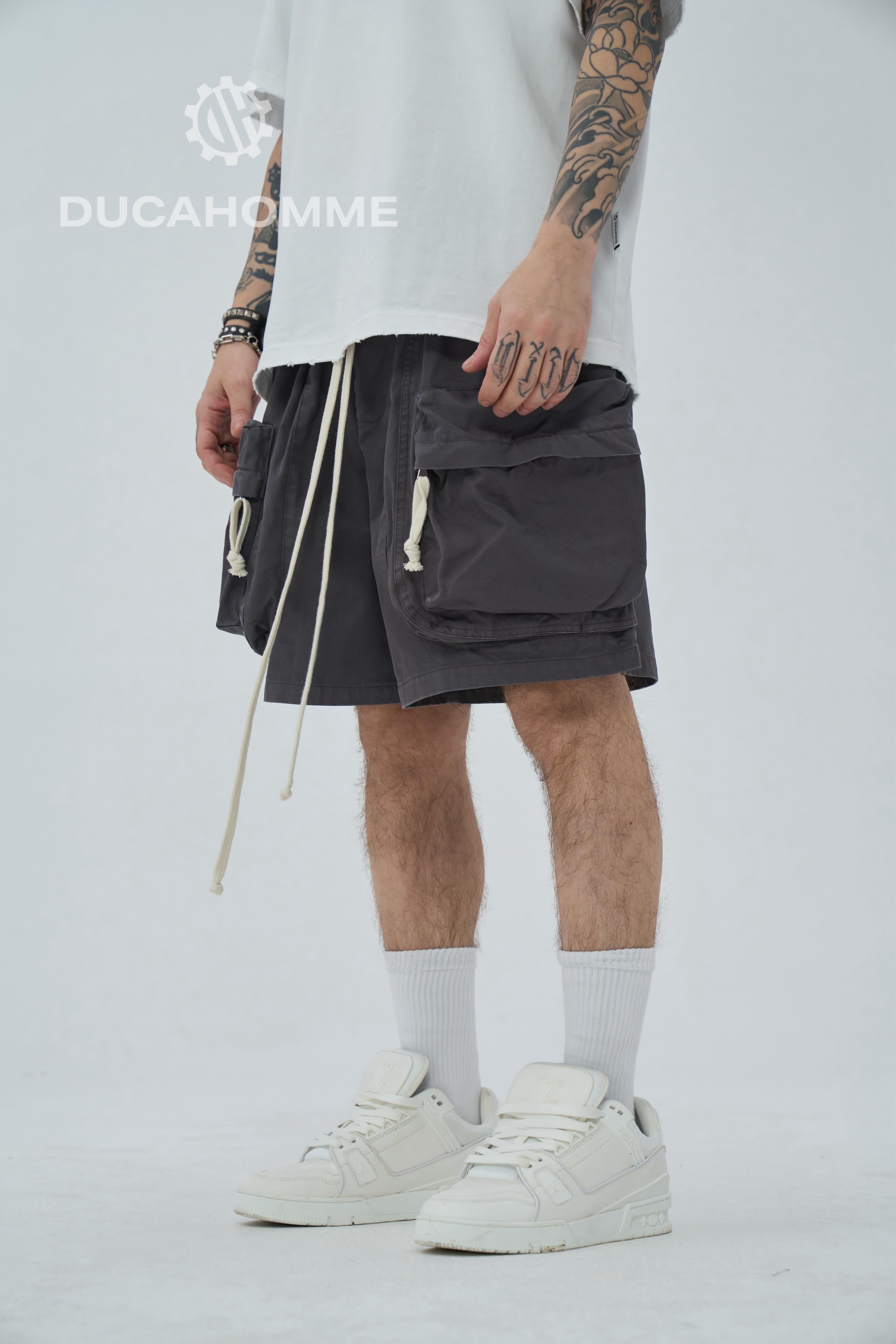 Pantaloncino Cargo Zip Grigio scuro piombo