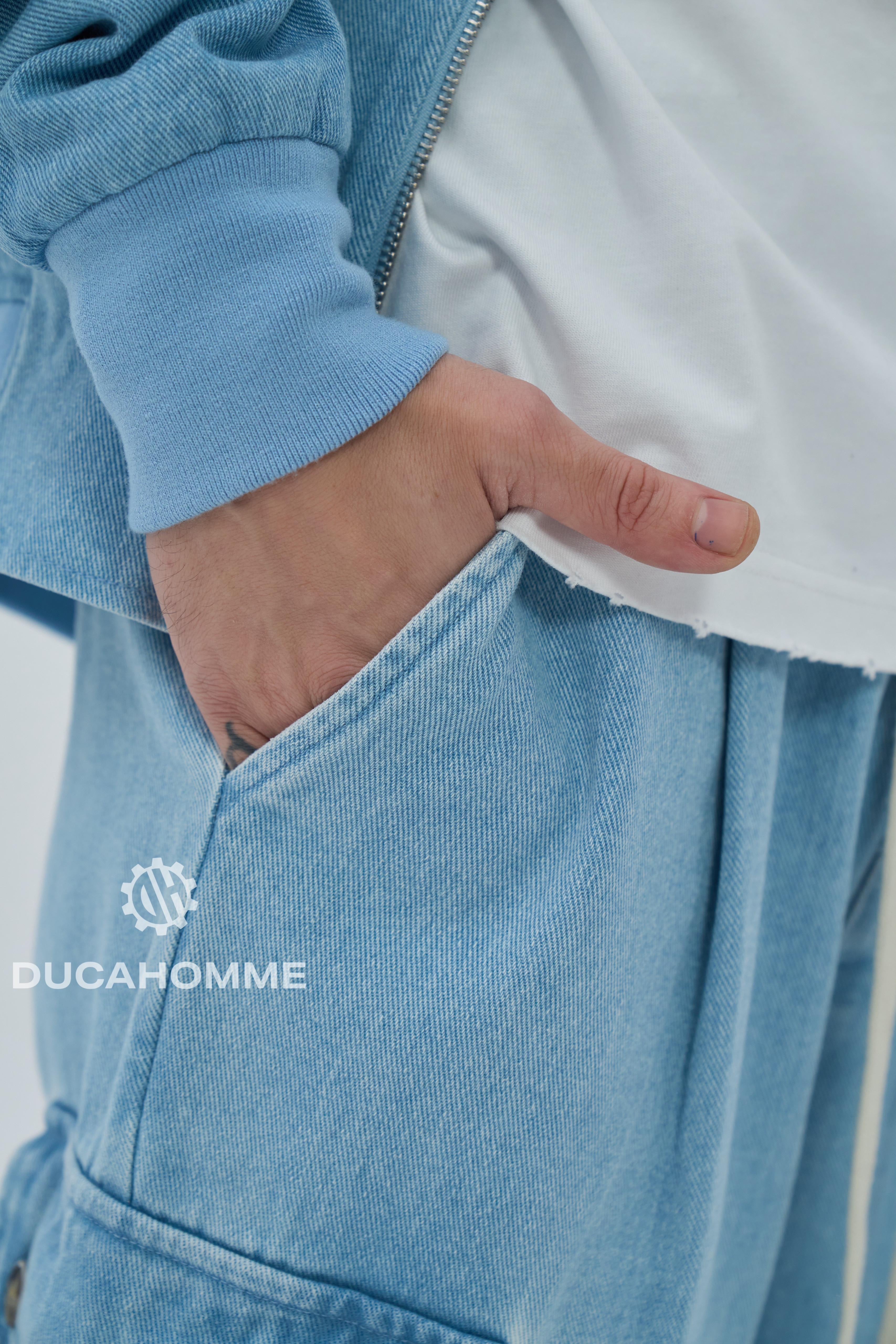 Pantalone Cargo Effetto jeans denim