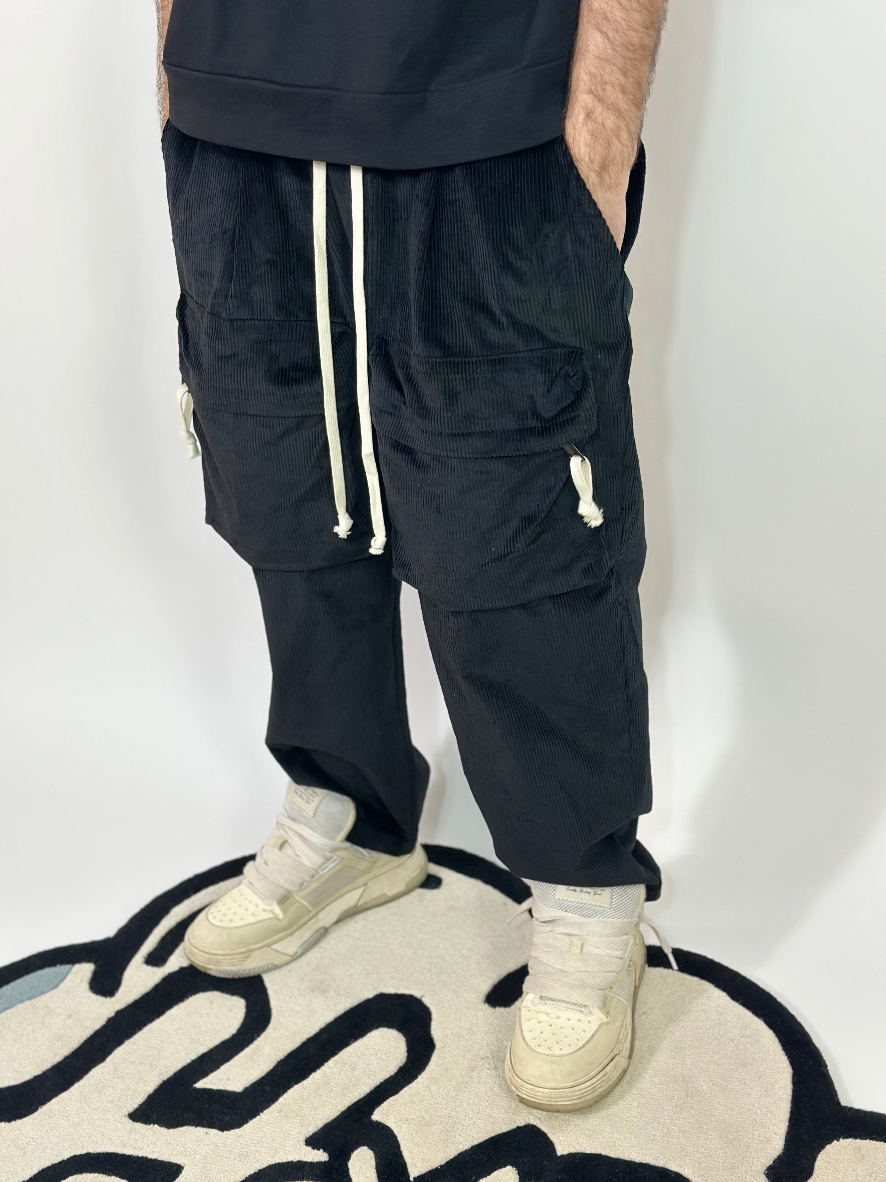 Pantalone Coste Cargo Zip Nero