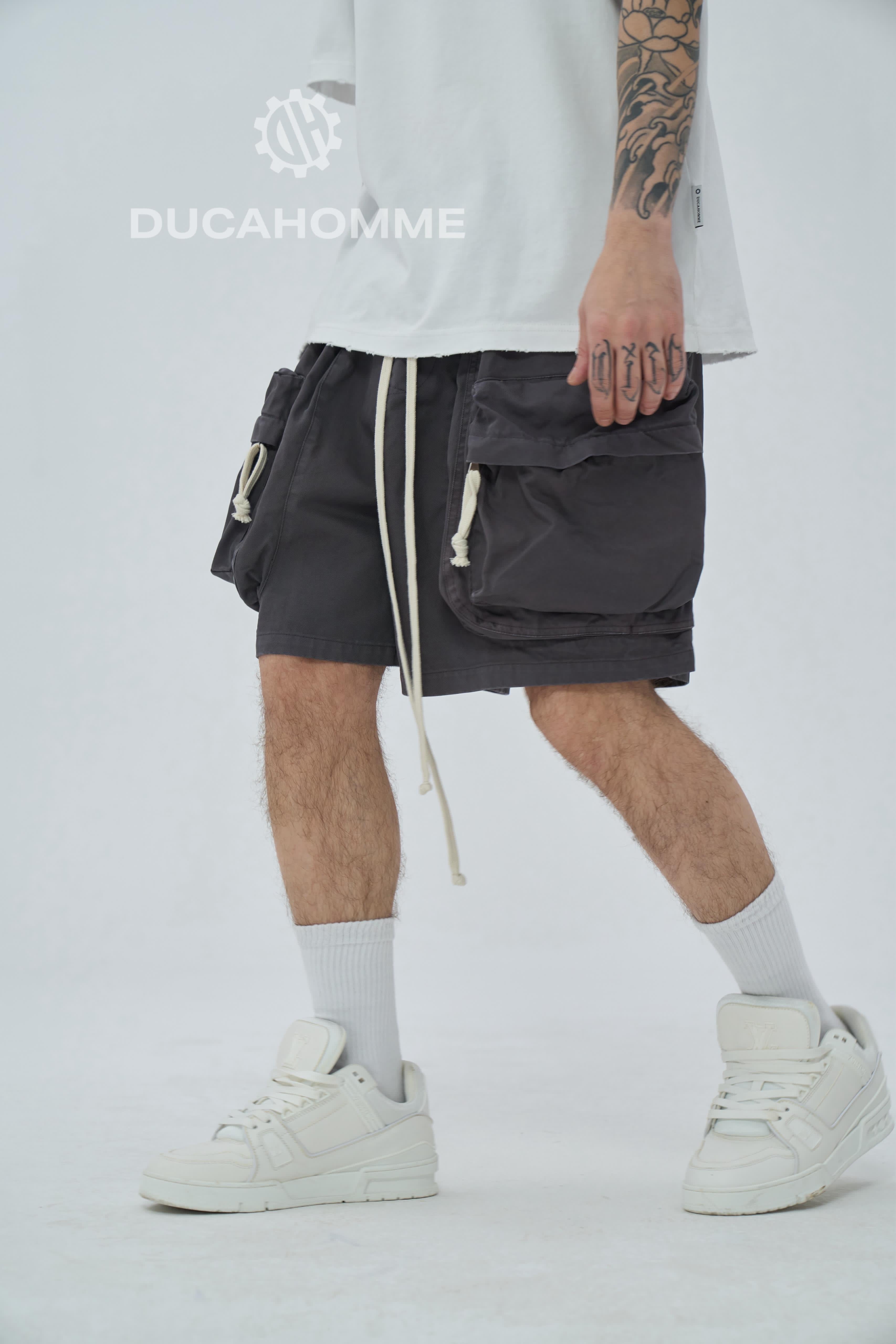 Pantaloncino Cargo Zip Grigio scuro piombo