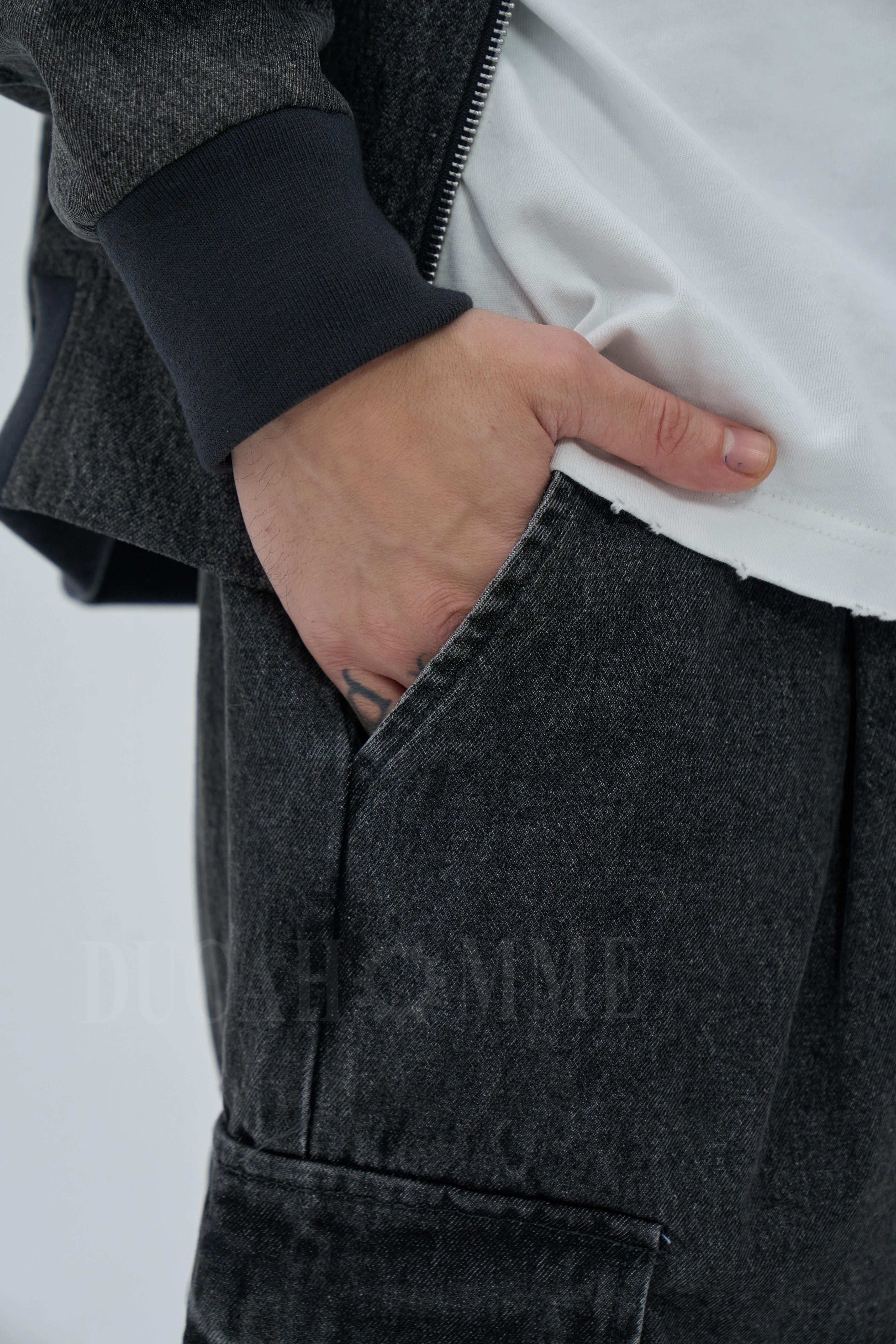 Coordinato Effetto Jeans Grigio