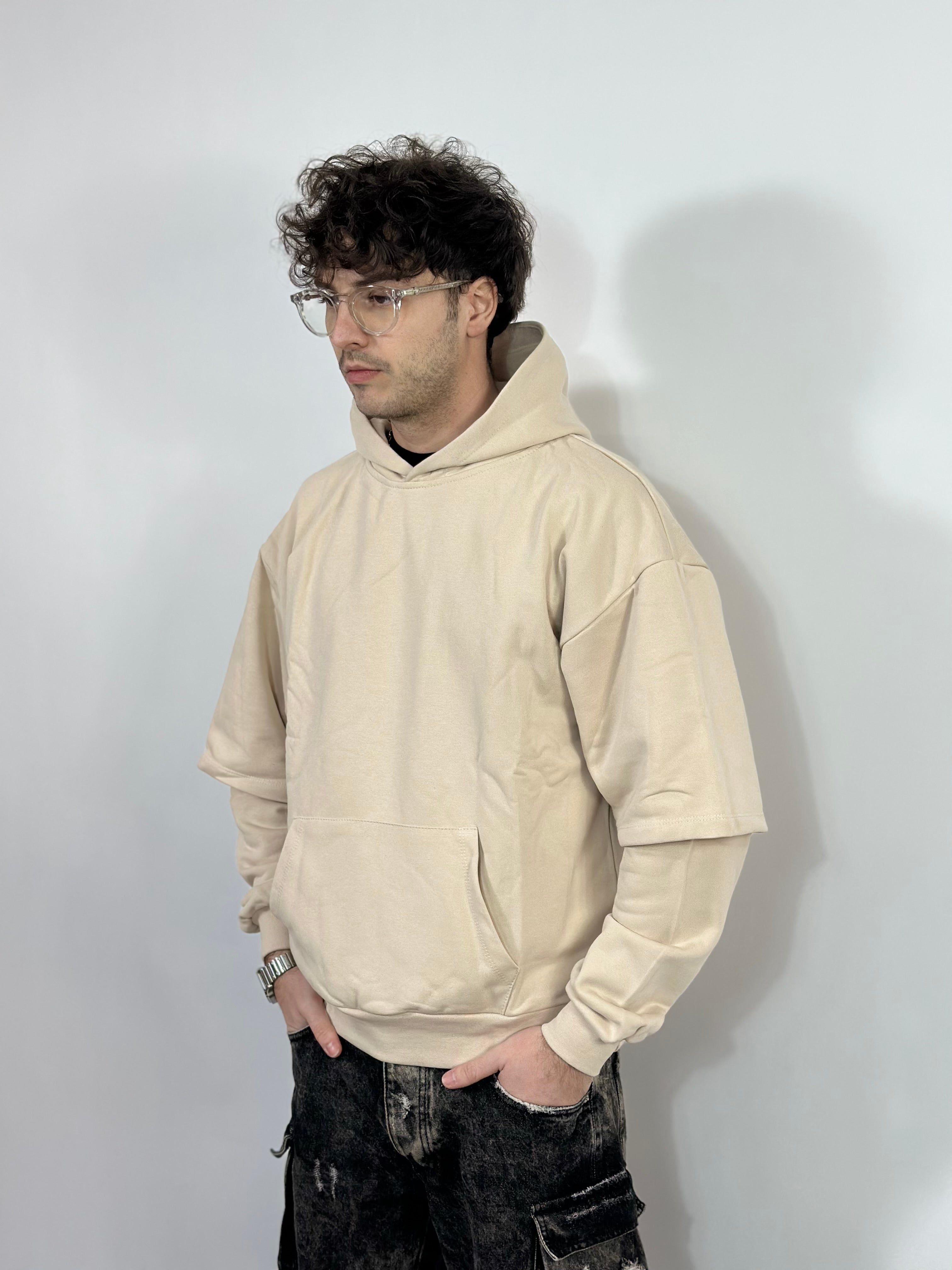 FELPA LEGGERA DOPPIA MANICA BEIGE crema