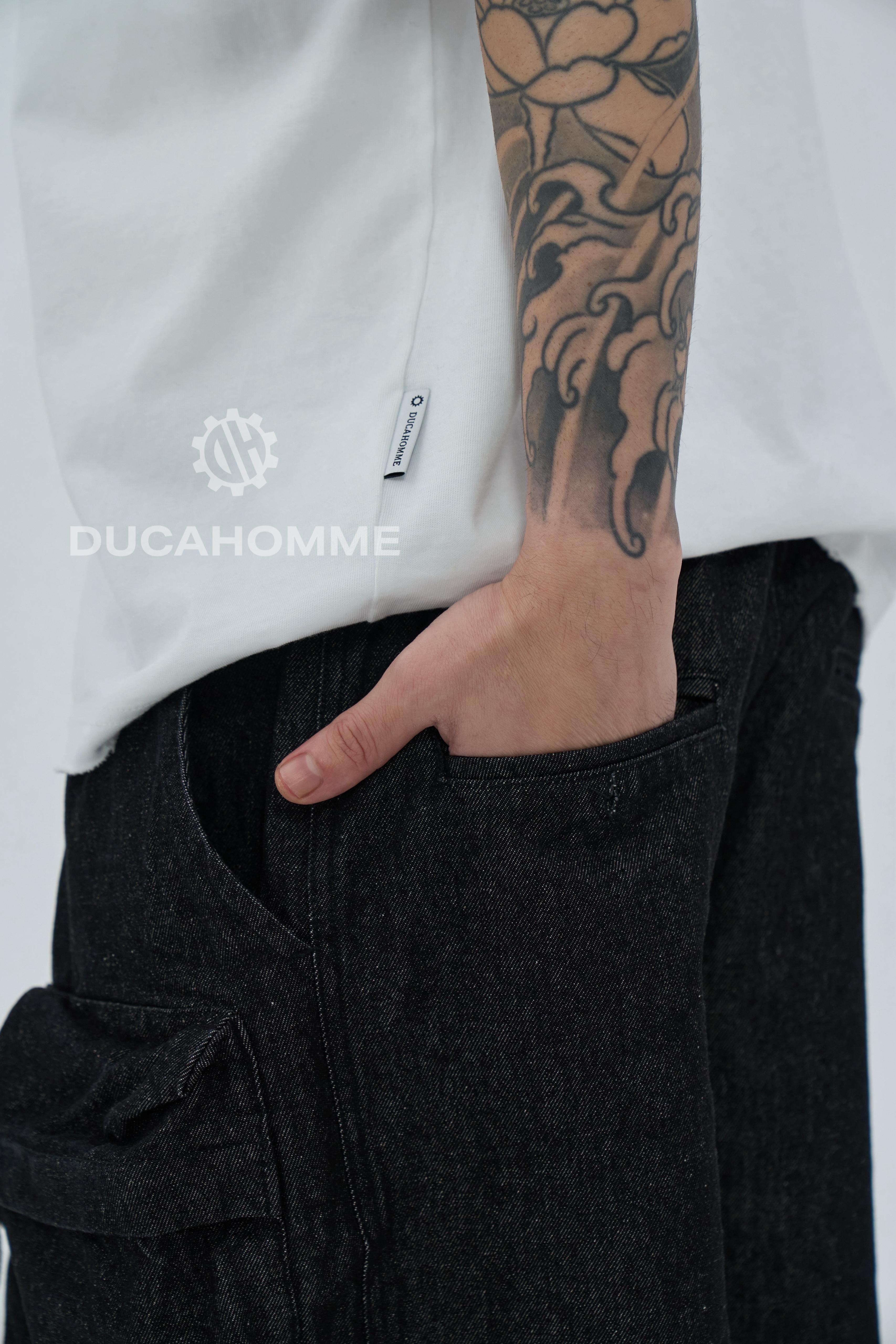 Pantaloncino Cargo Zip Effetto jeans nero