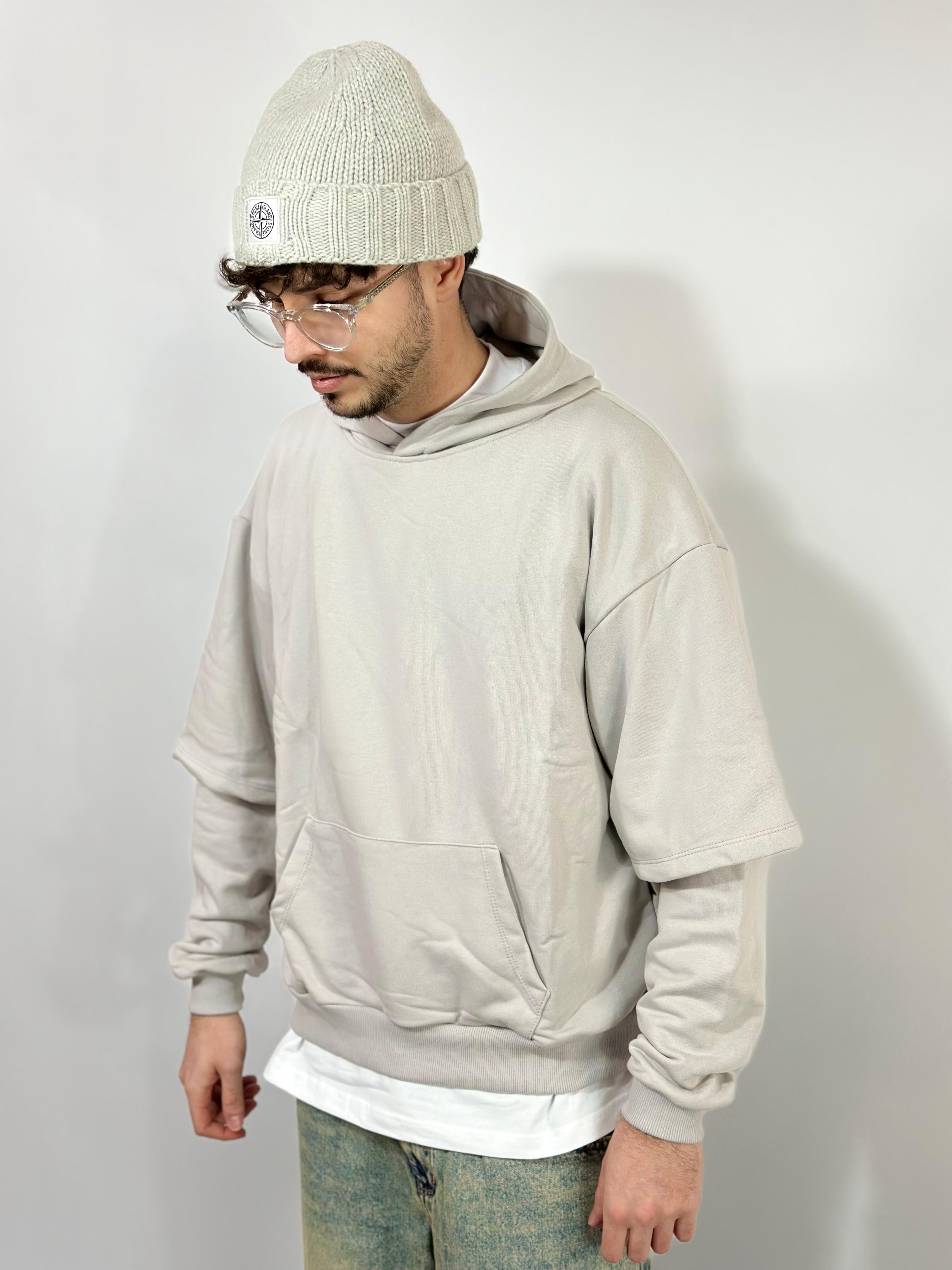 FELPA LEGGERA DOPPIA MANICA GRIGIO CHIARO