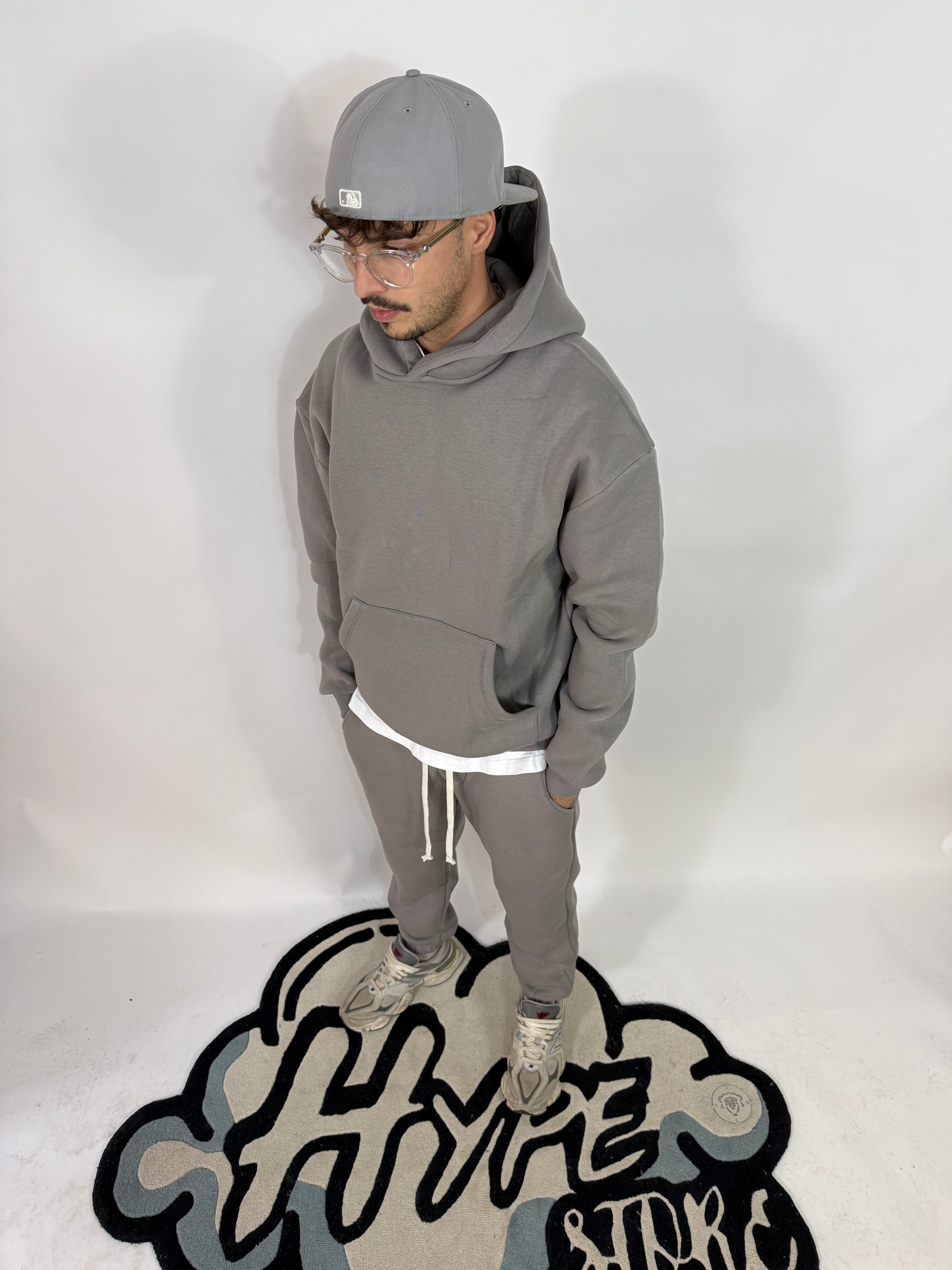 Completo Doppio Cotone Felpato Piombo