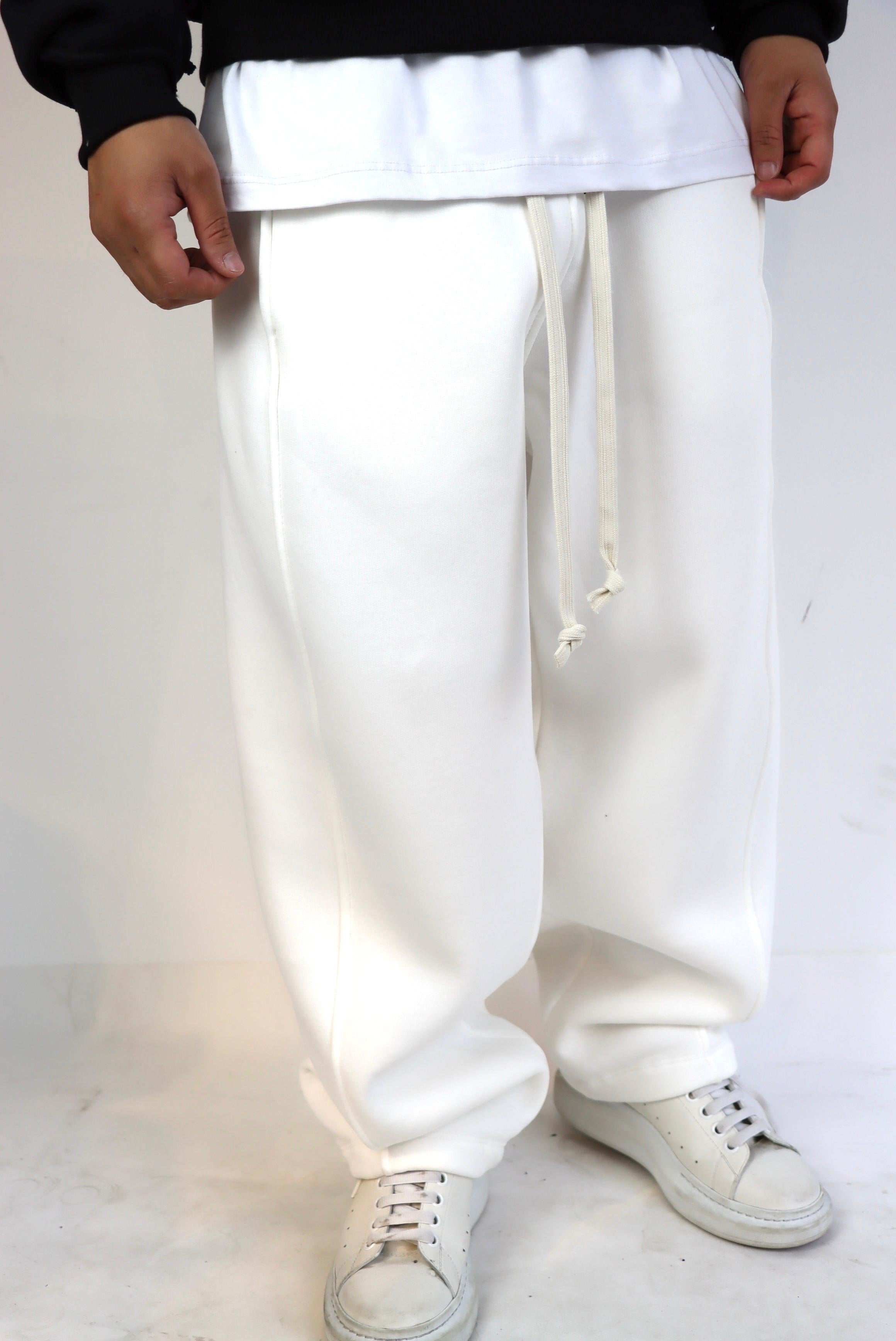 Pantalone Felpato fondo ampio bianco
