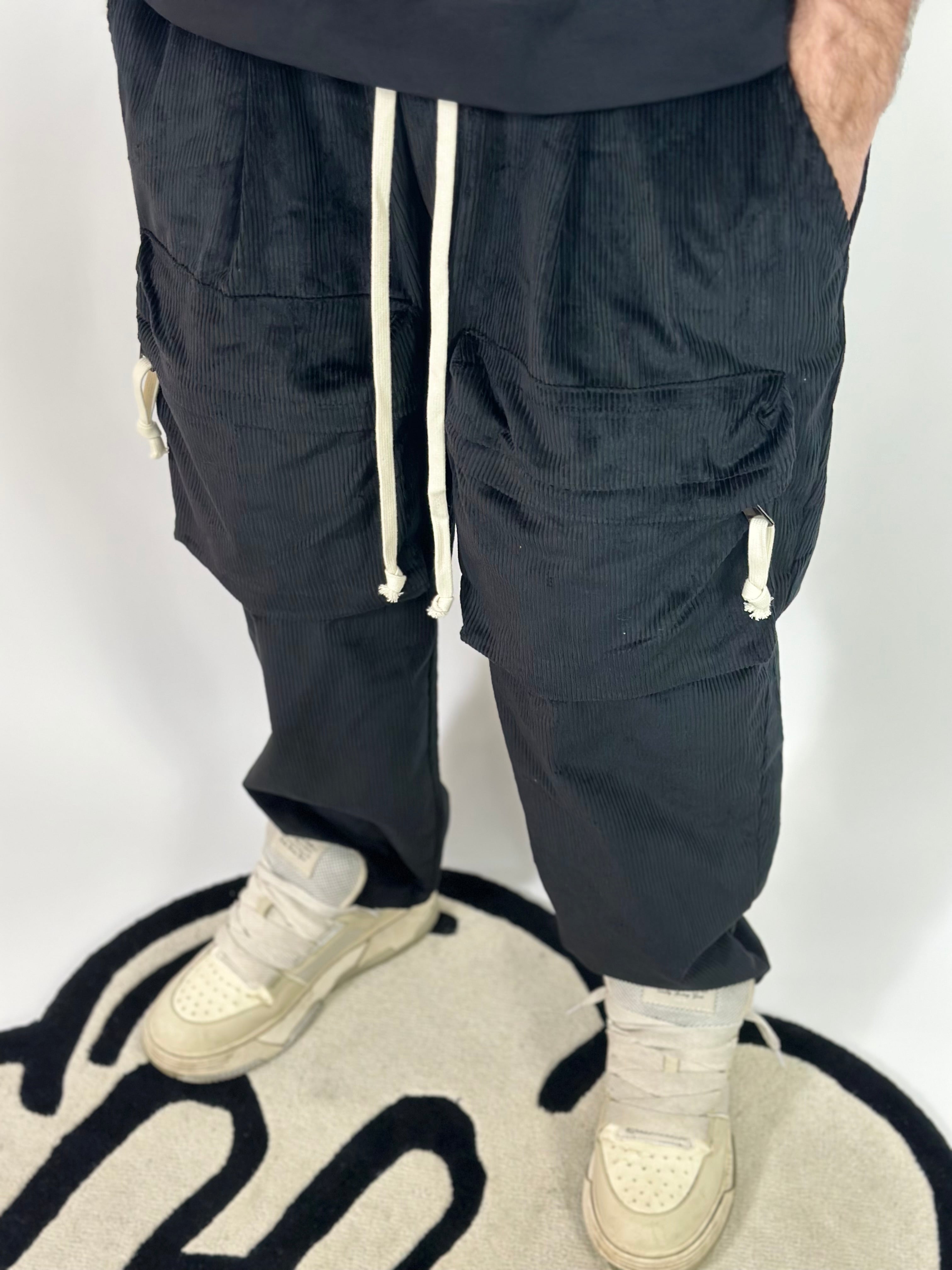 Pantalone Coste Cargo Zip Nero