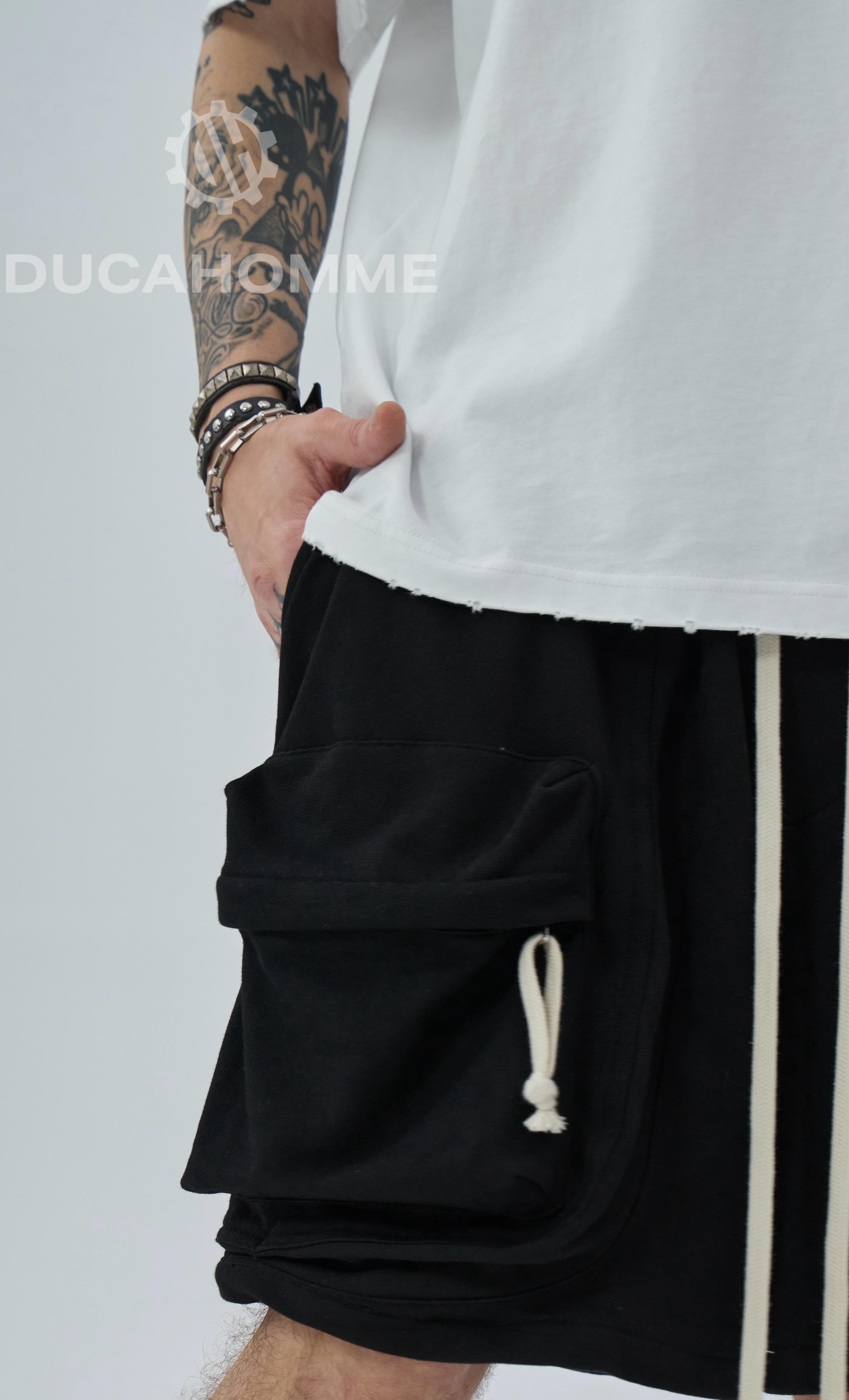 Pantaloncino Cargo Zip Nero
