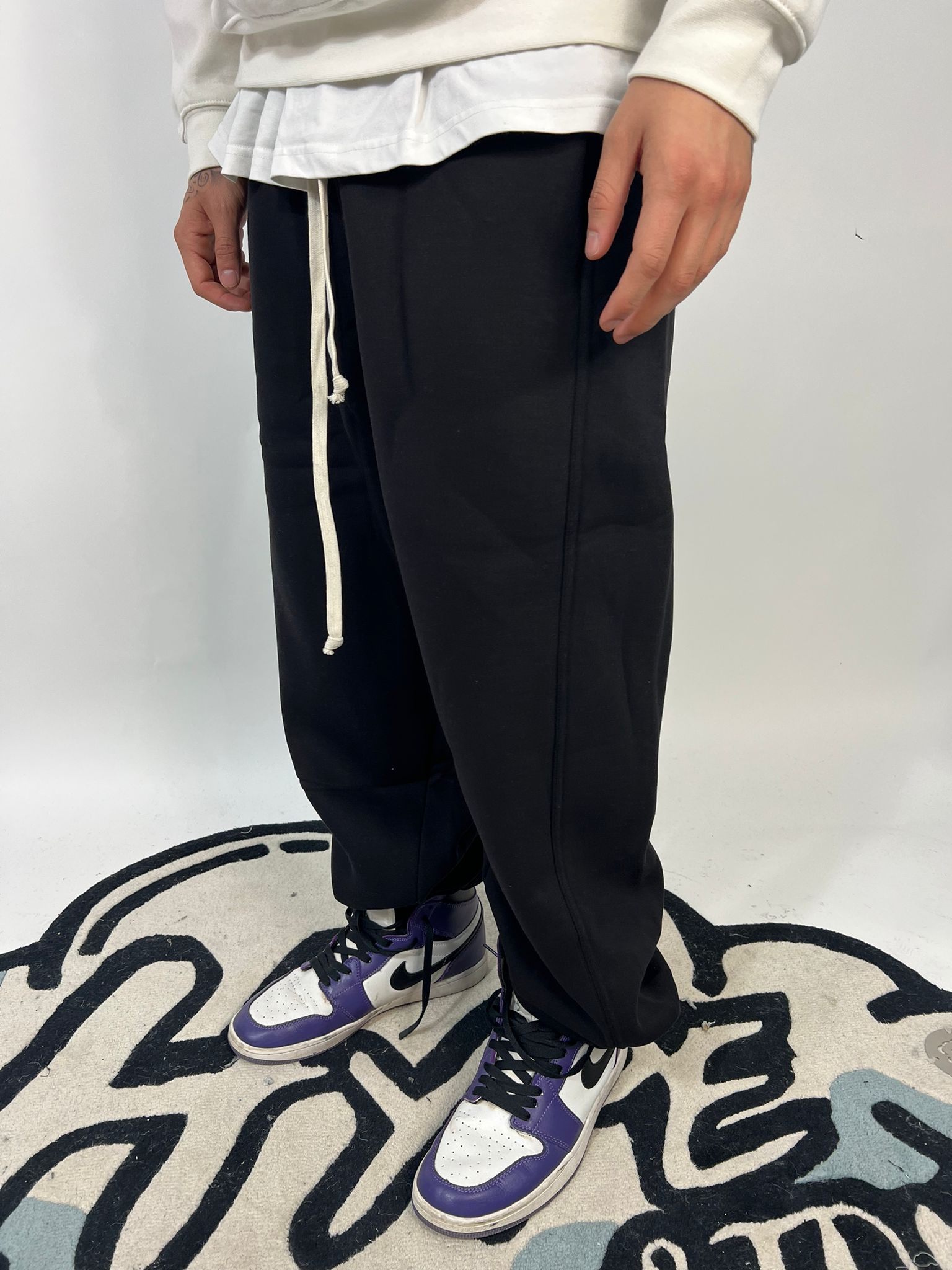 Pantalone Baggy Doppio Cotone Nero