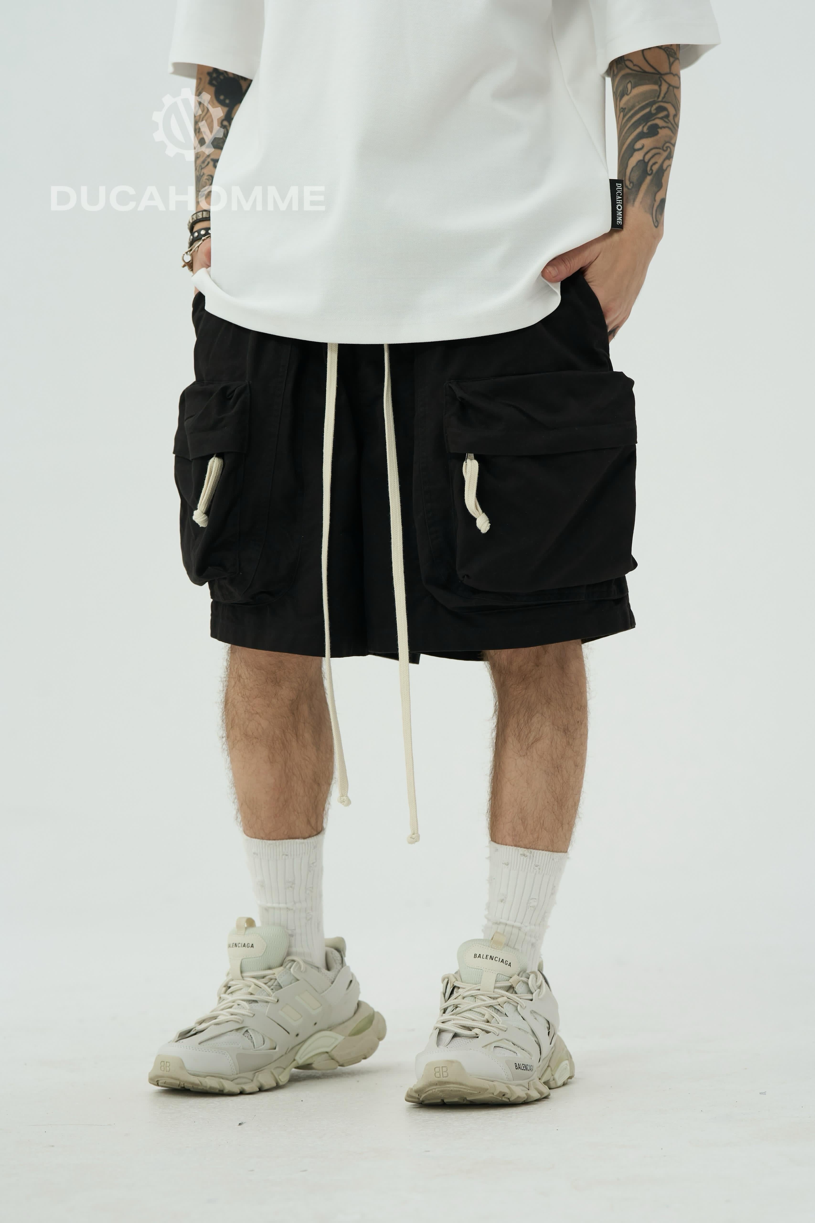 Pantaloncino Cargo Zip Nero