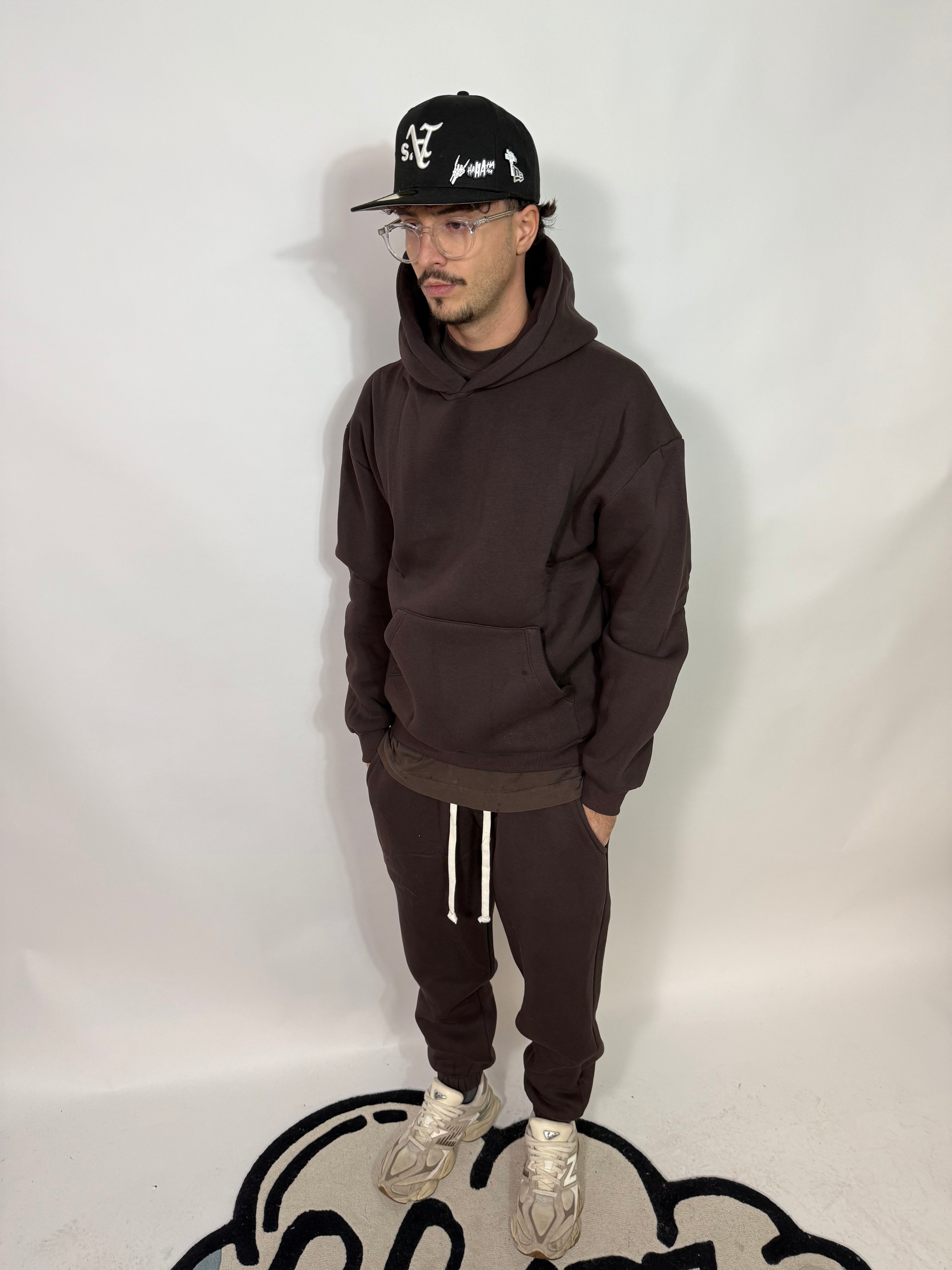 Completo Doppio Cotone Felpato Marrone