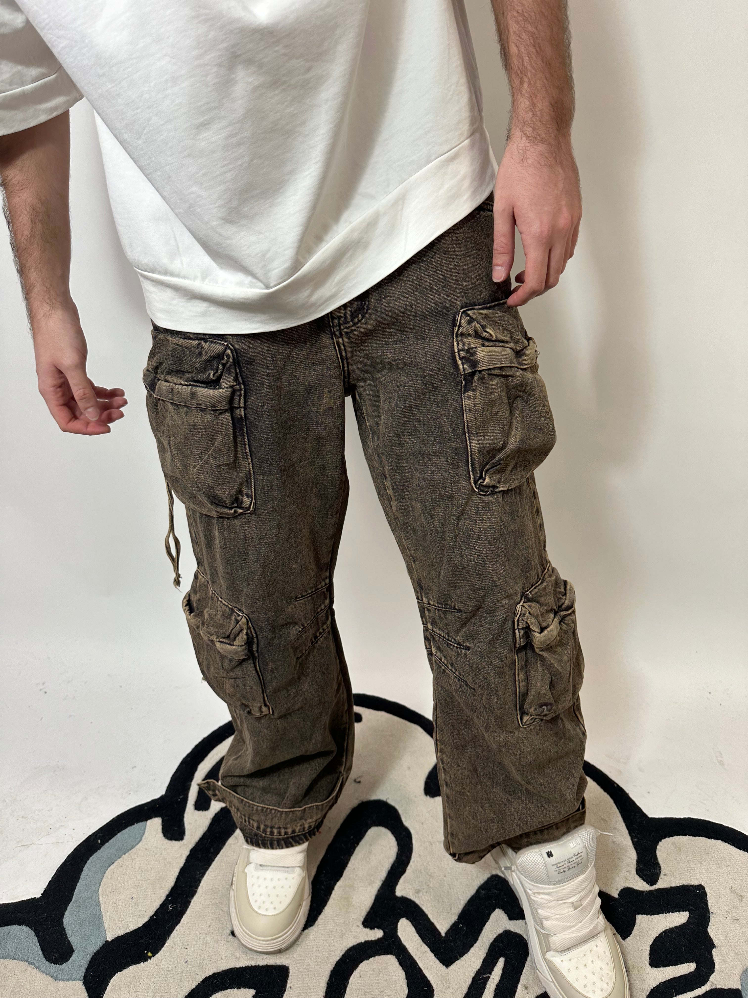 JEANS CARGO COFFE AD8100