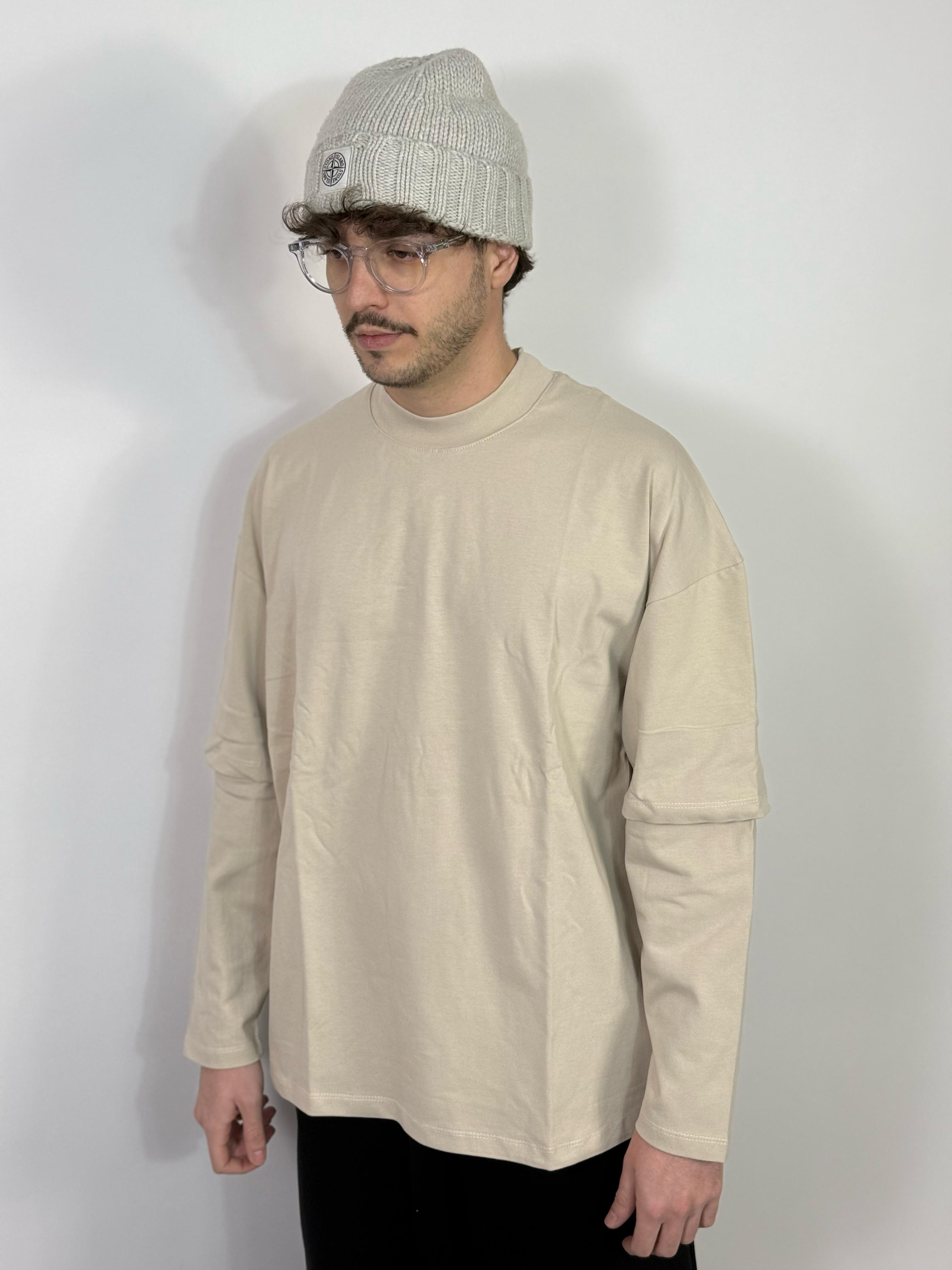 T SHIRT DOPPIA MANICA BEIGE