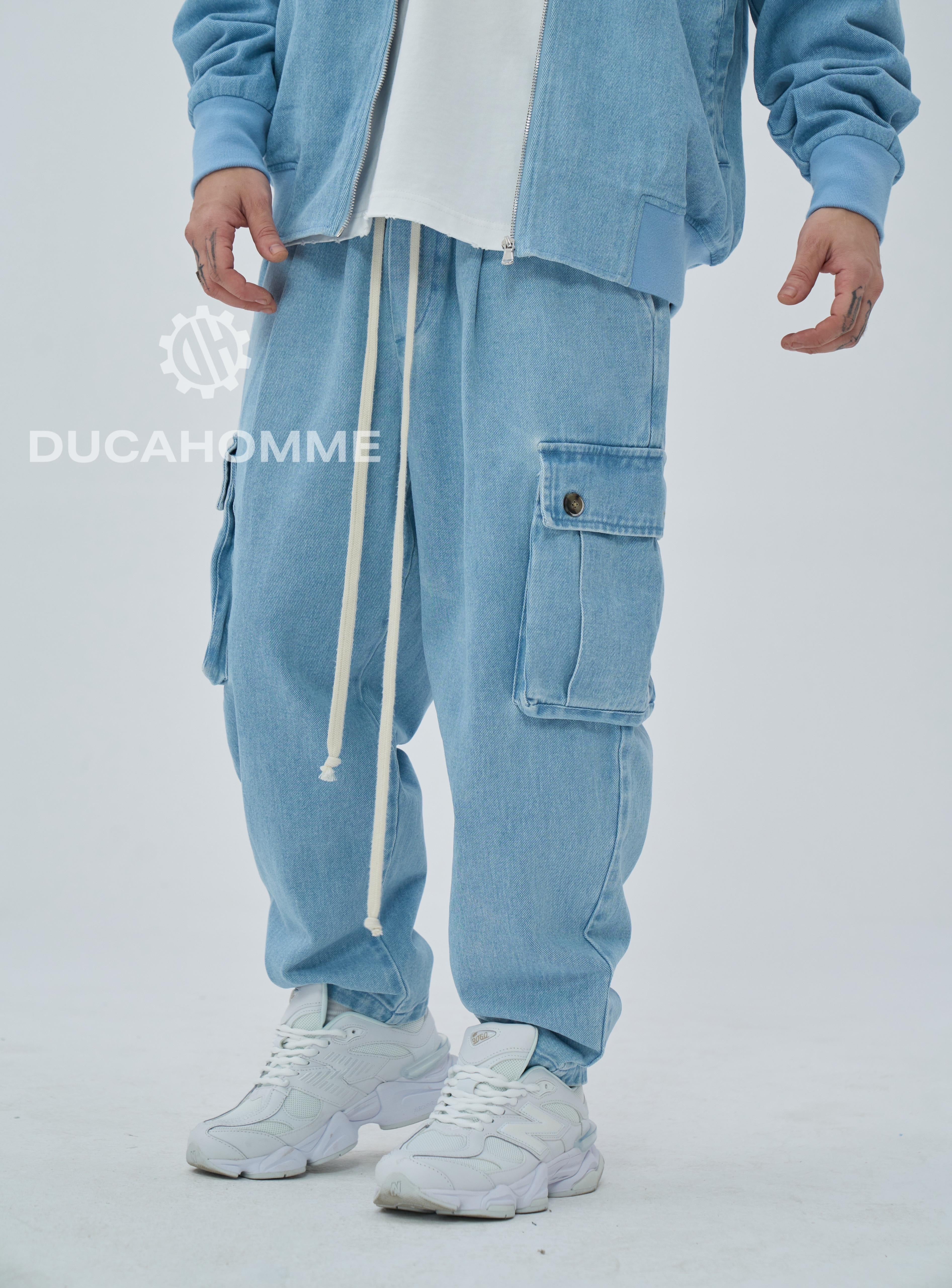 Pantalone Cargo Effetto jeans denim
