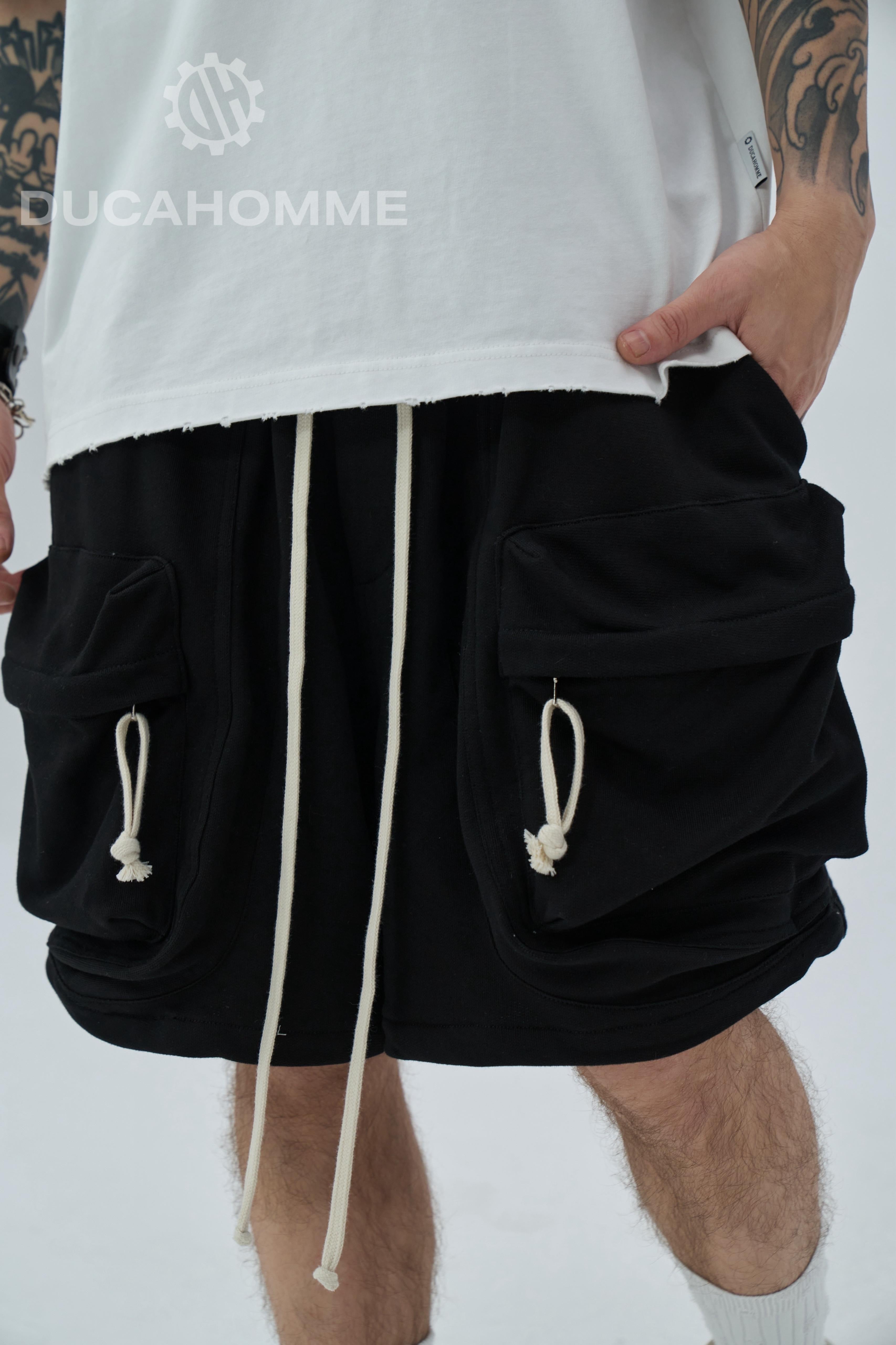 Pantaloncino Cargo Zip Nero