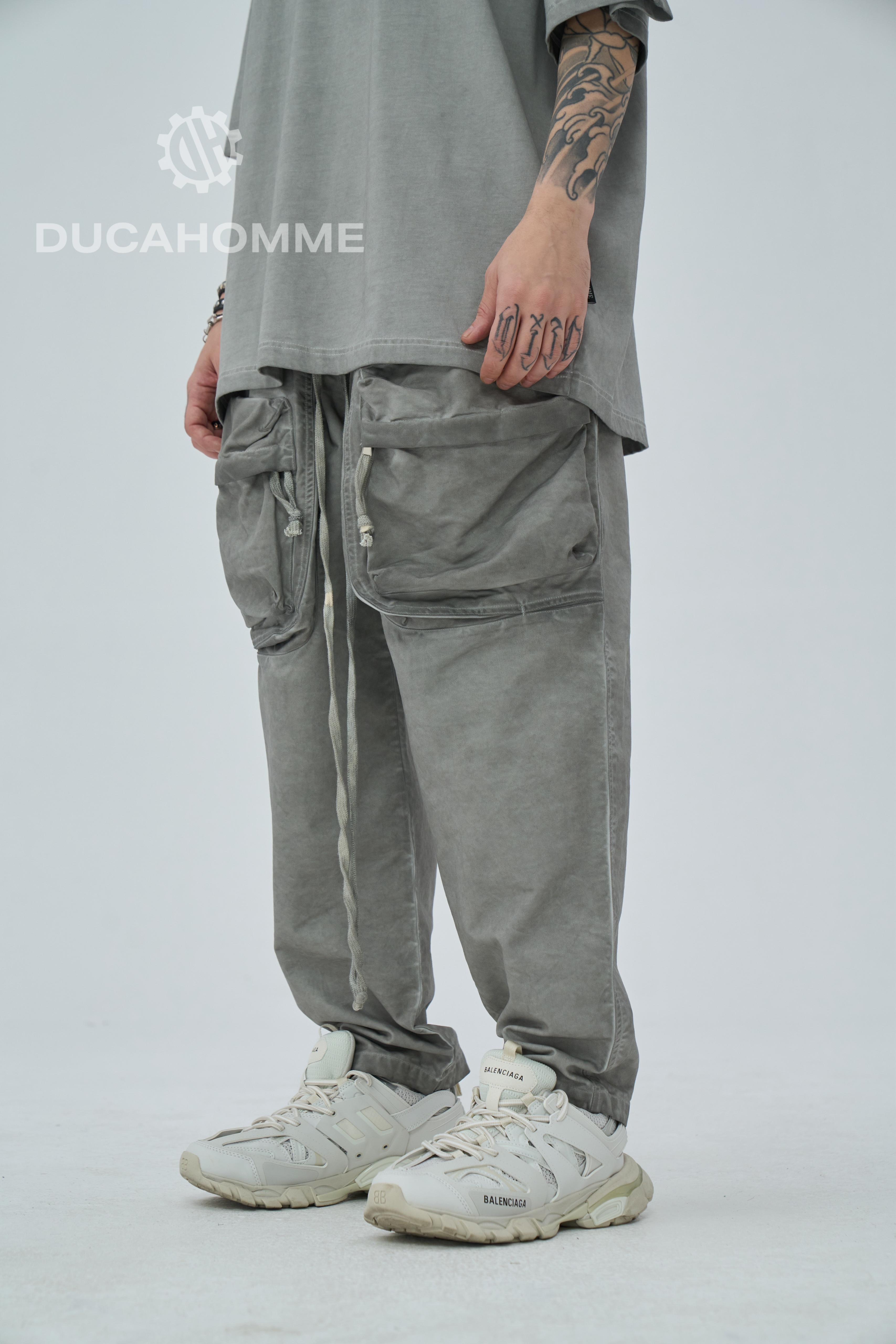 Pantalone Sartoriale cargo zip Stone Wash Grigio