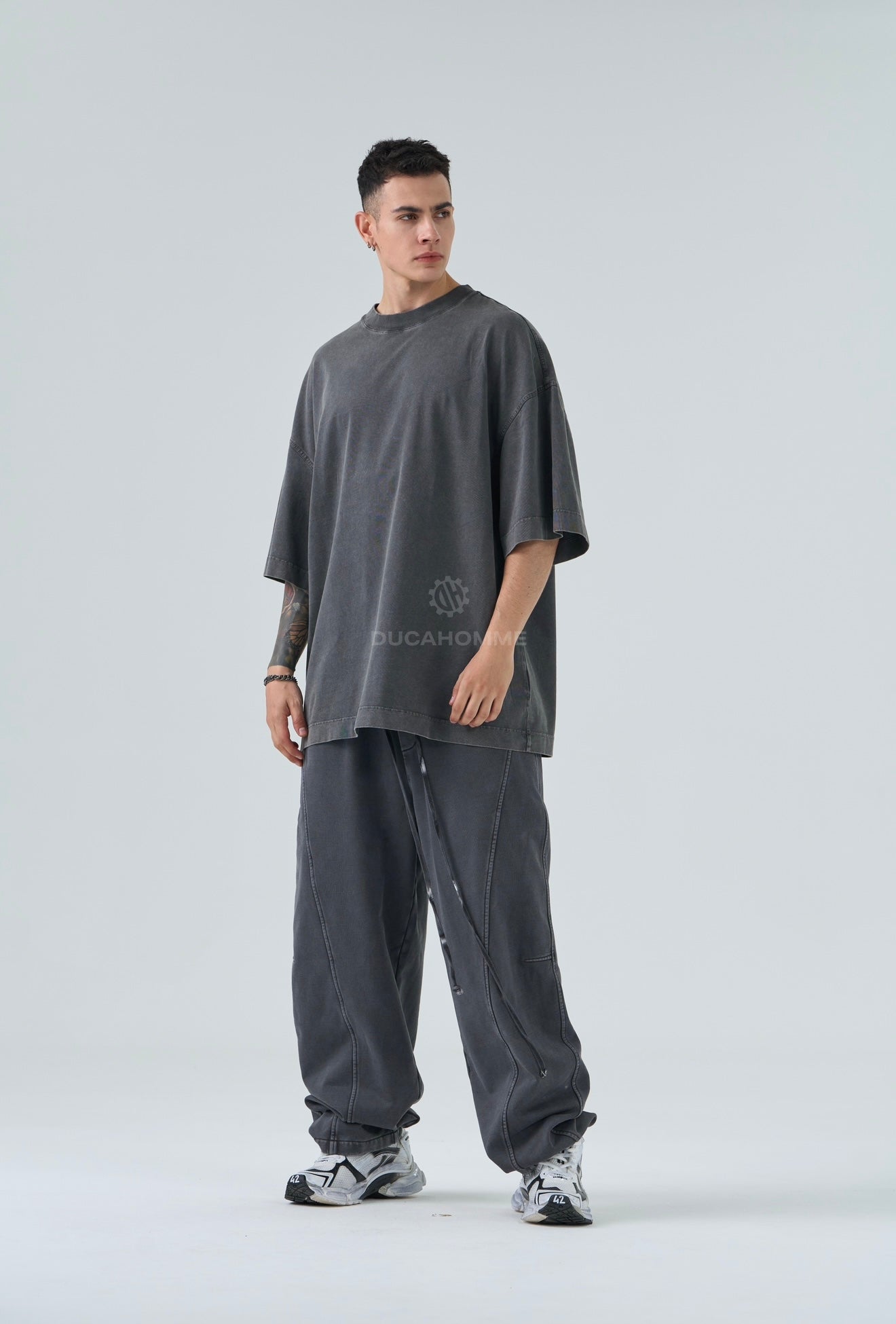 T SHIRT DUCA VIP Stone Wash Grigia