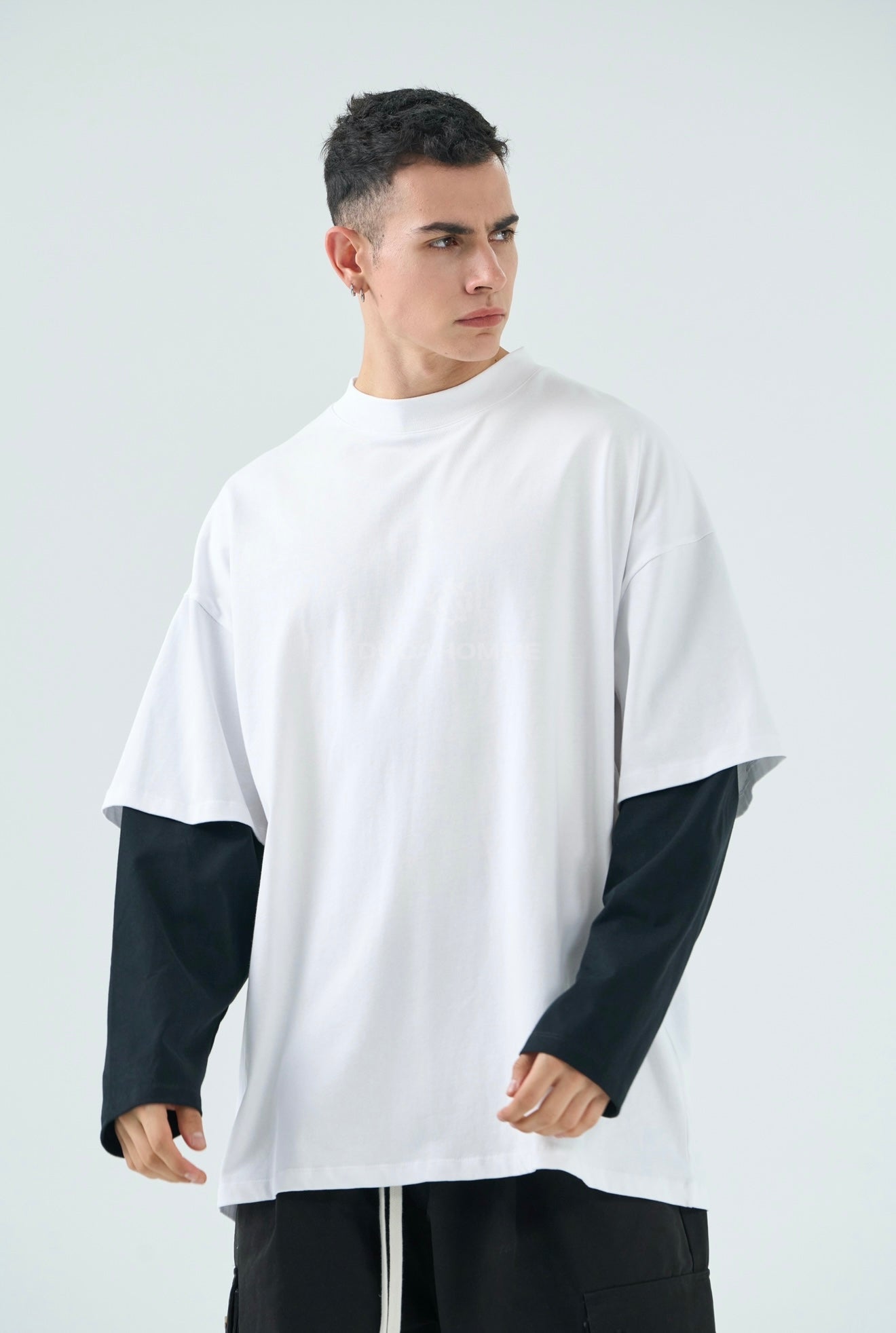 T SHIRT DUCA VIP LONG SLEEVE BIANCA/NERA