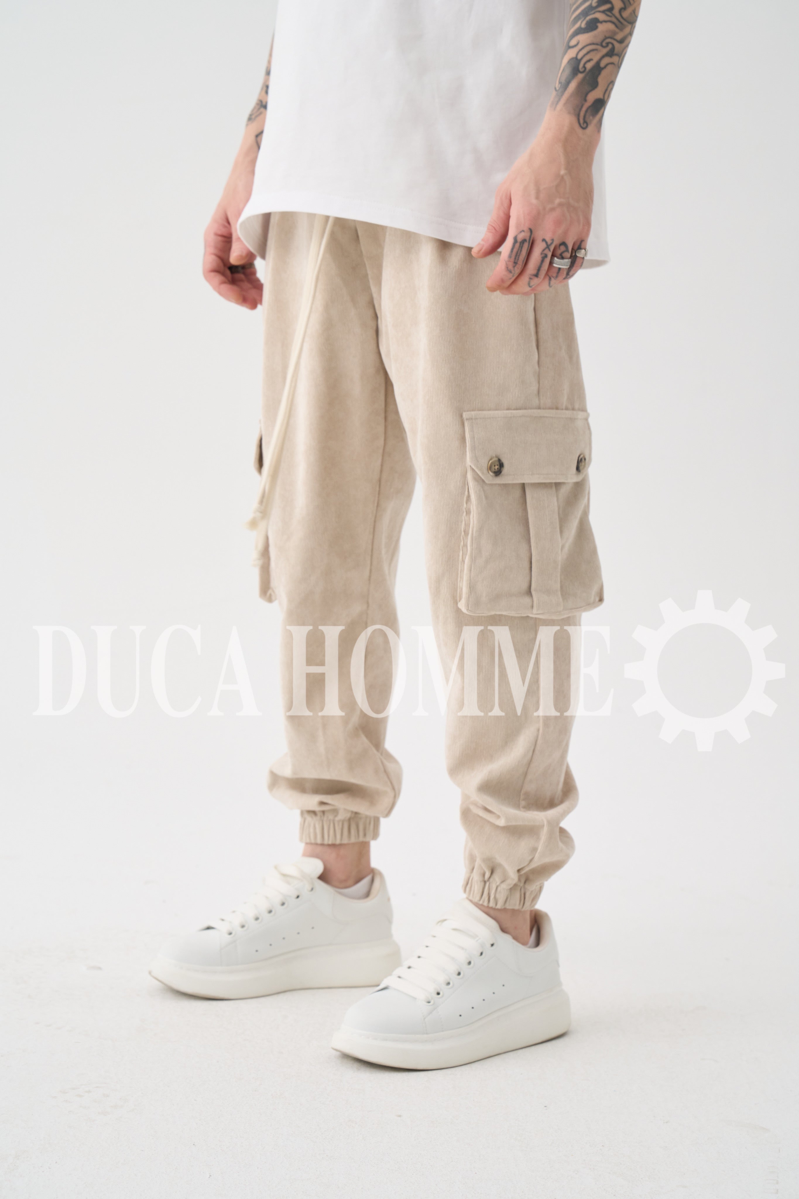 Cargo Costine Tessuto Leggero Beige