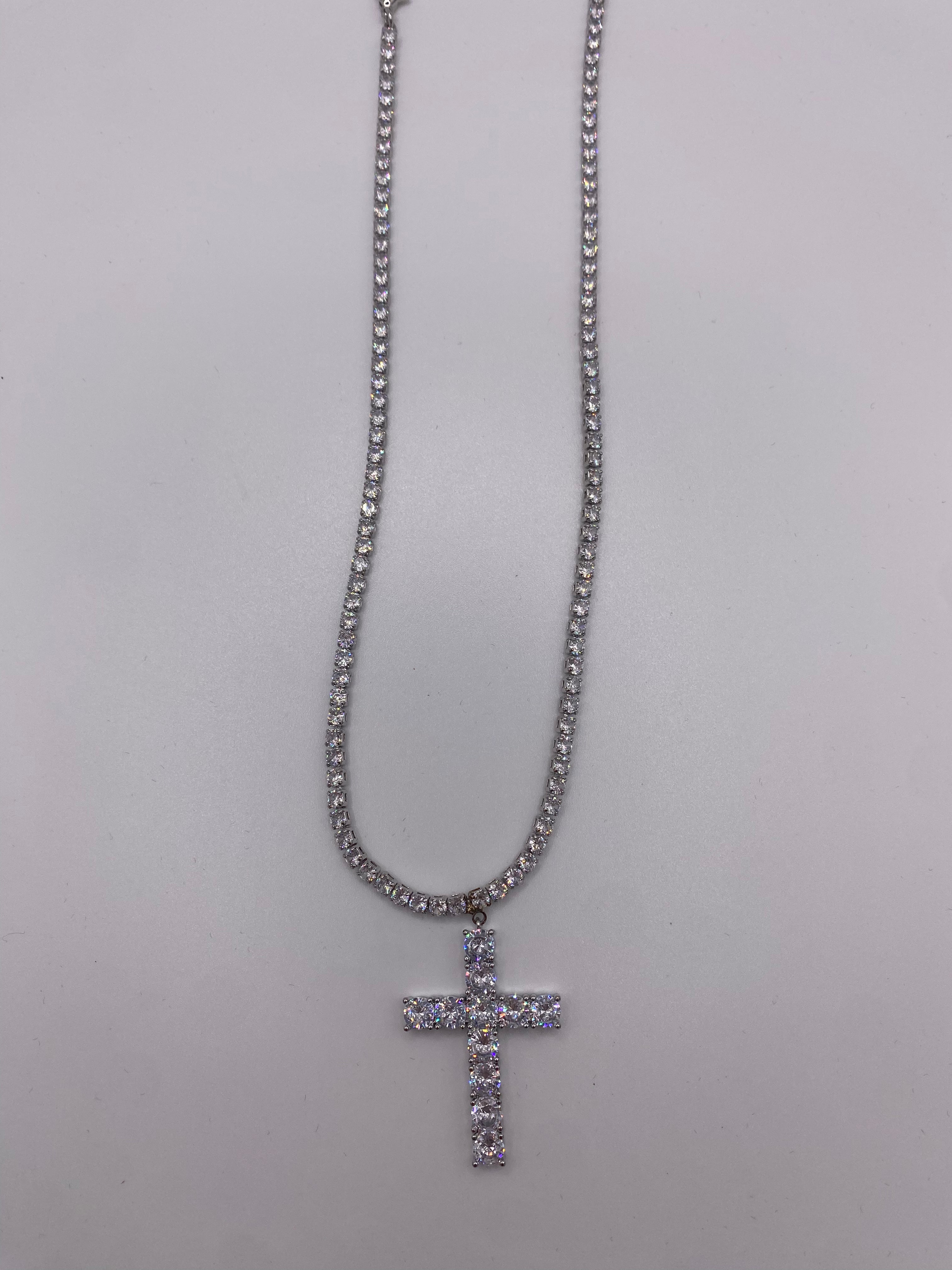 COLLANA TENNIS CROCE DIAMANTI