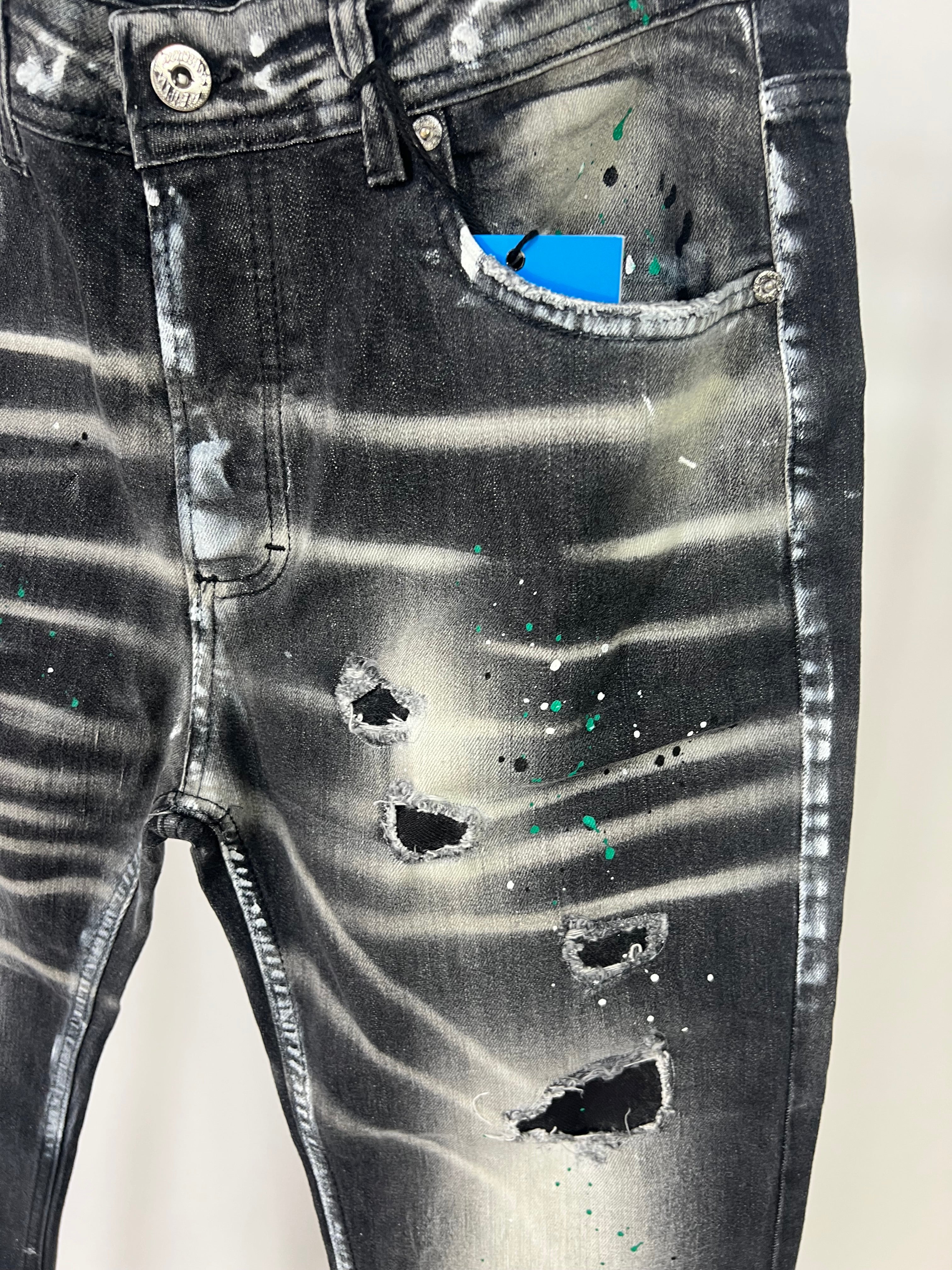JEANS GRIGIO SVERNICIATO VERDE
