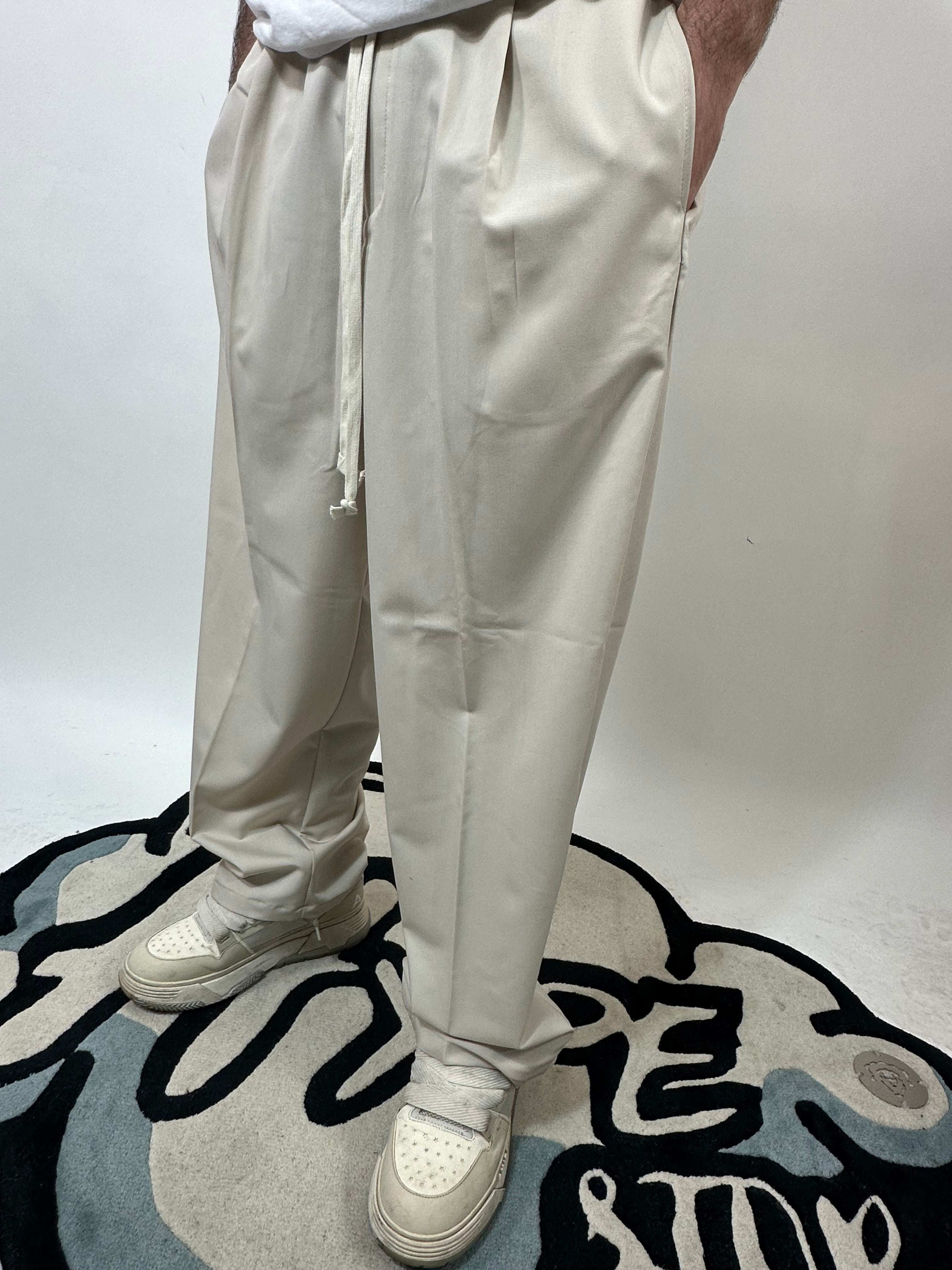 Pantaloni Tessuto Elegante Beige Liscio