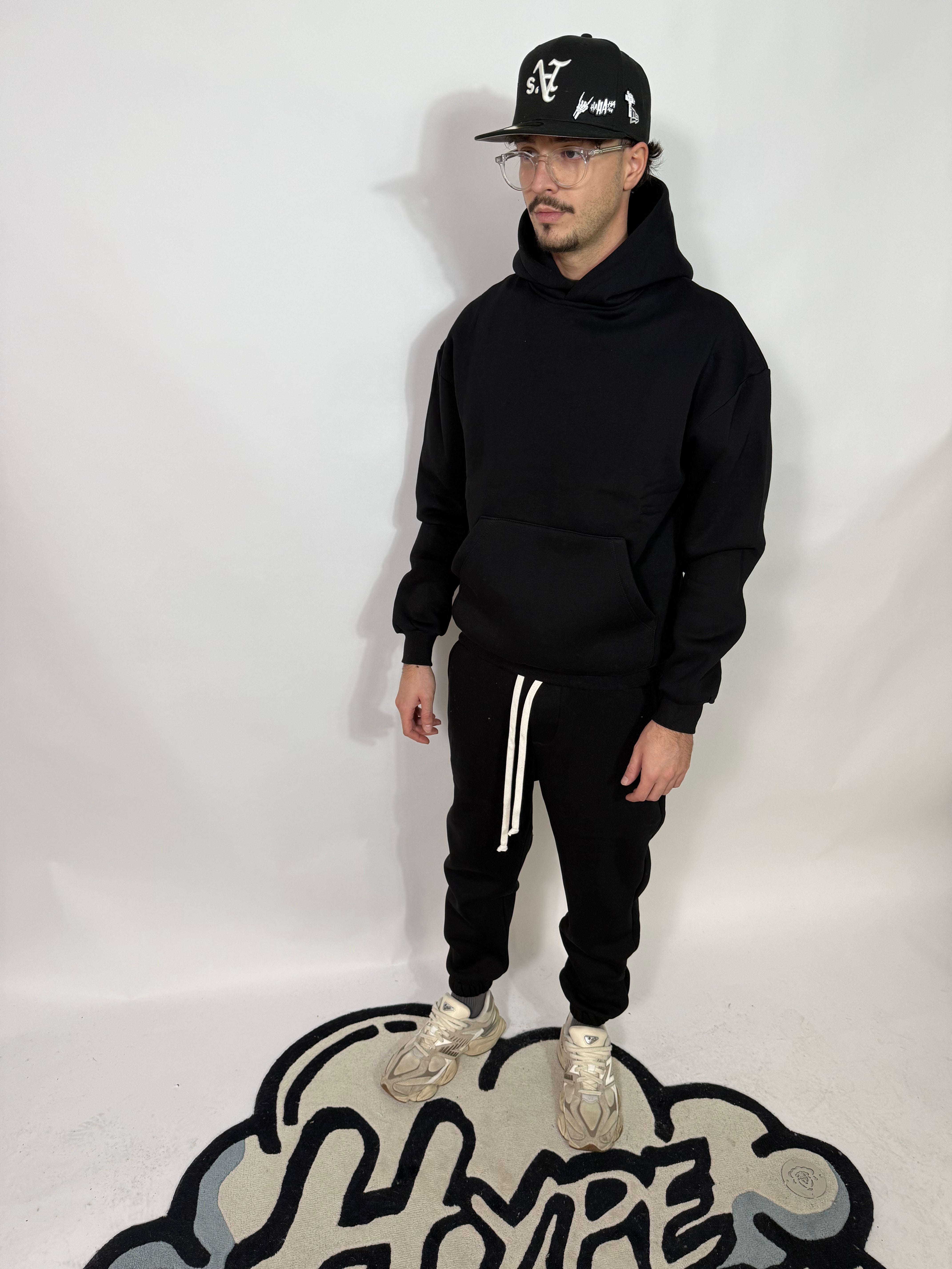 Completo Doppio Cotone Felpato Nera