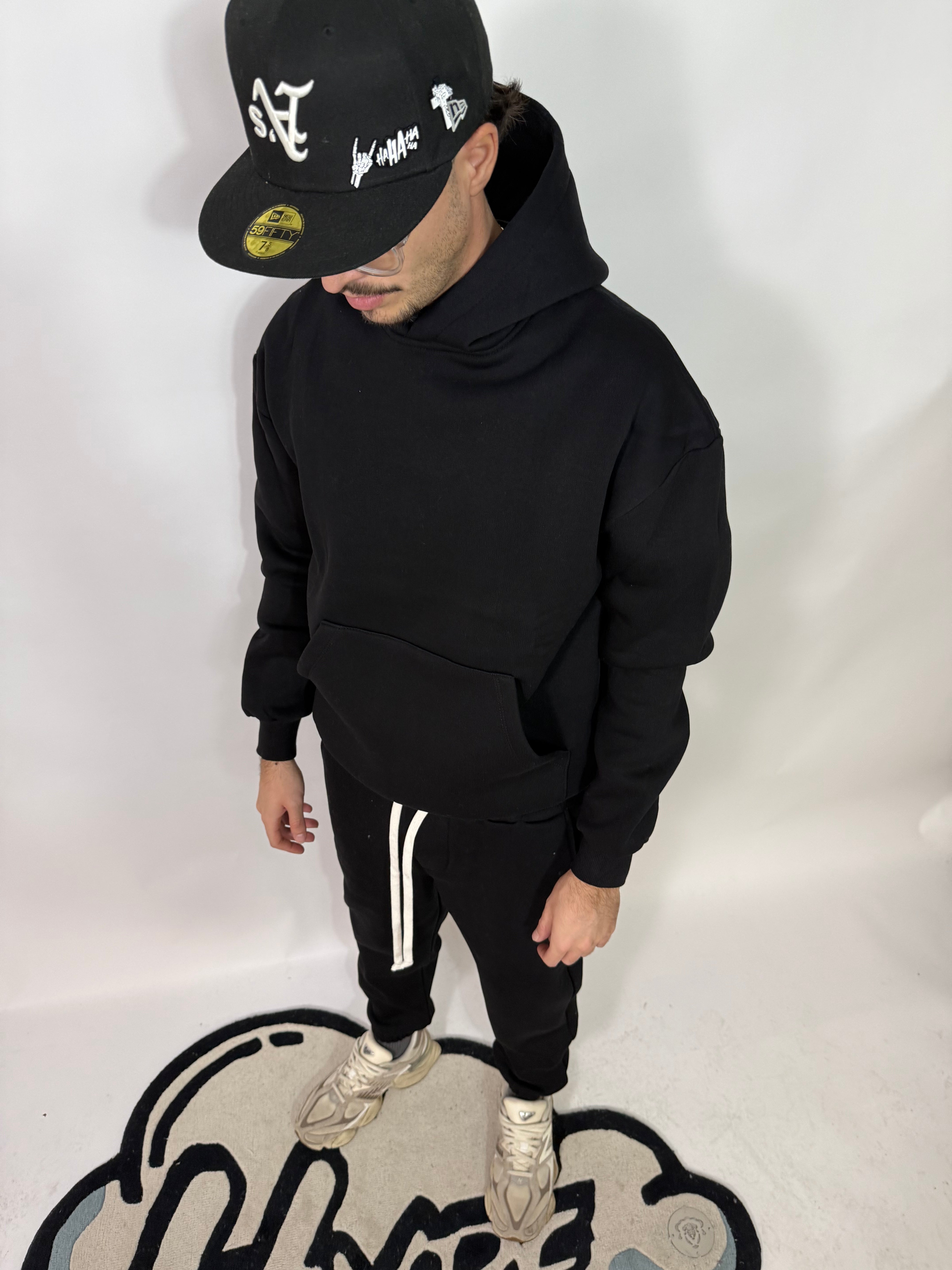 Completo Doppio Cotone Felpato Nera