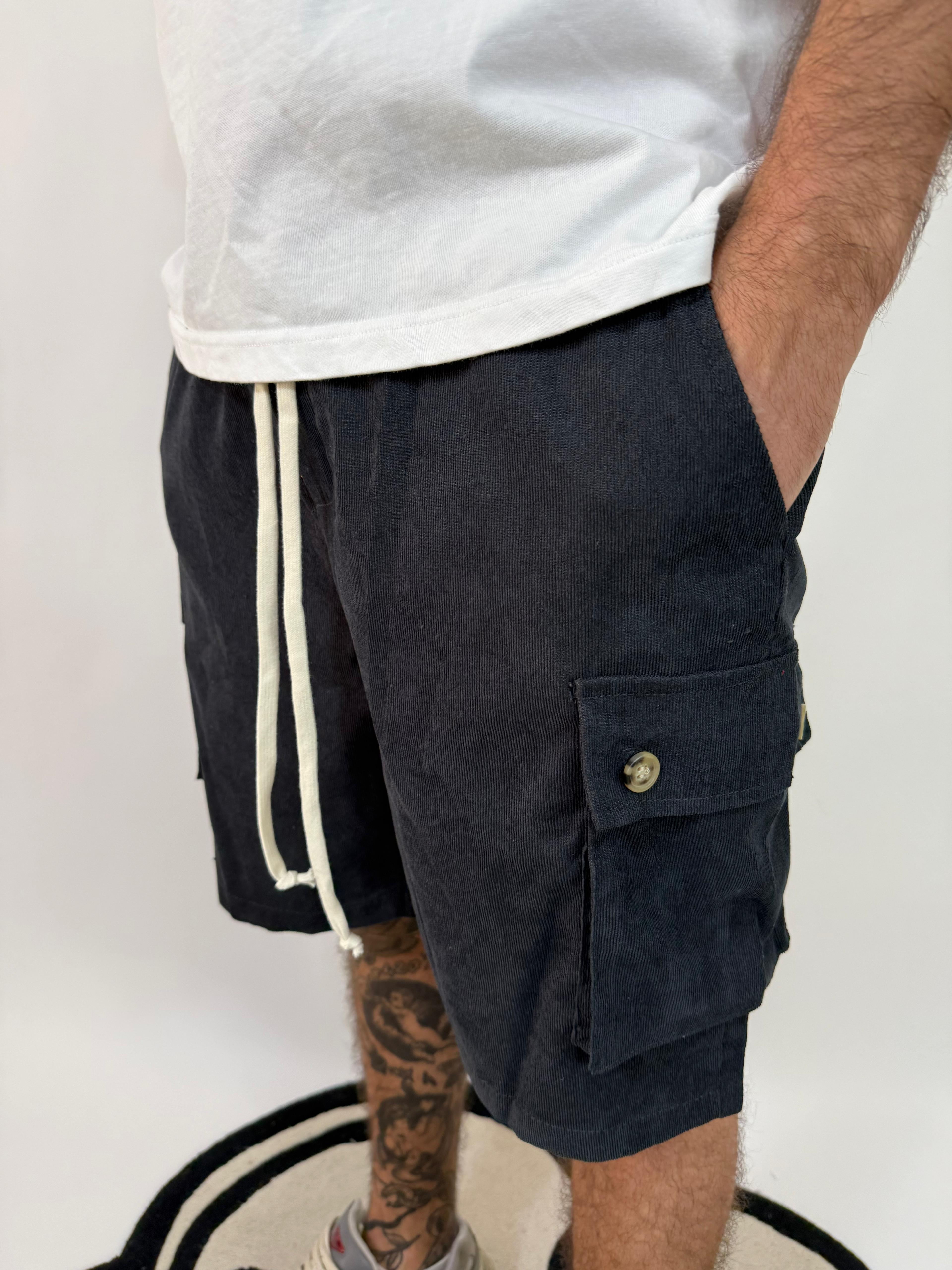 Pantaloncino Cargo Costine  Nero