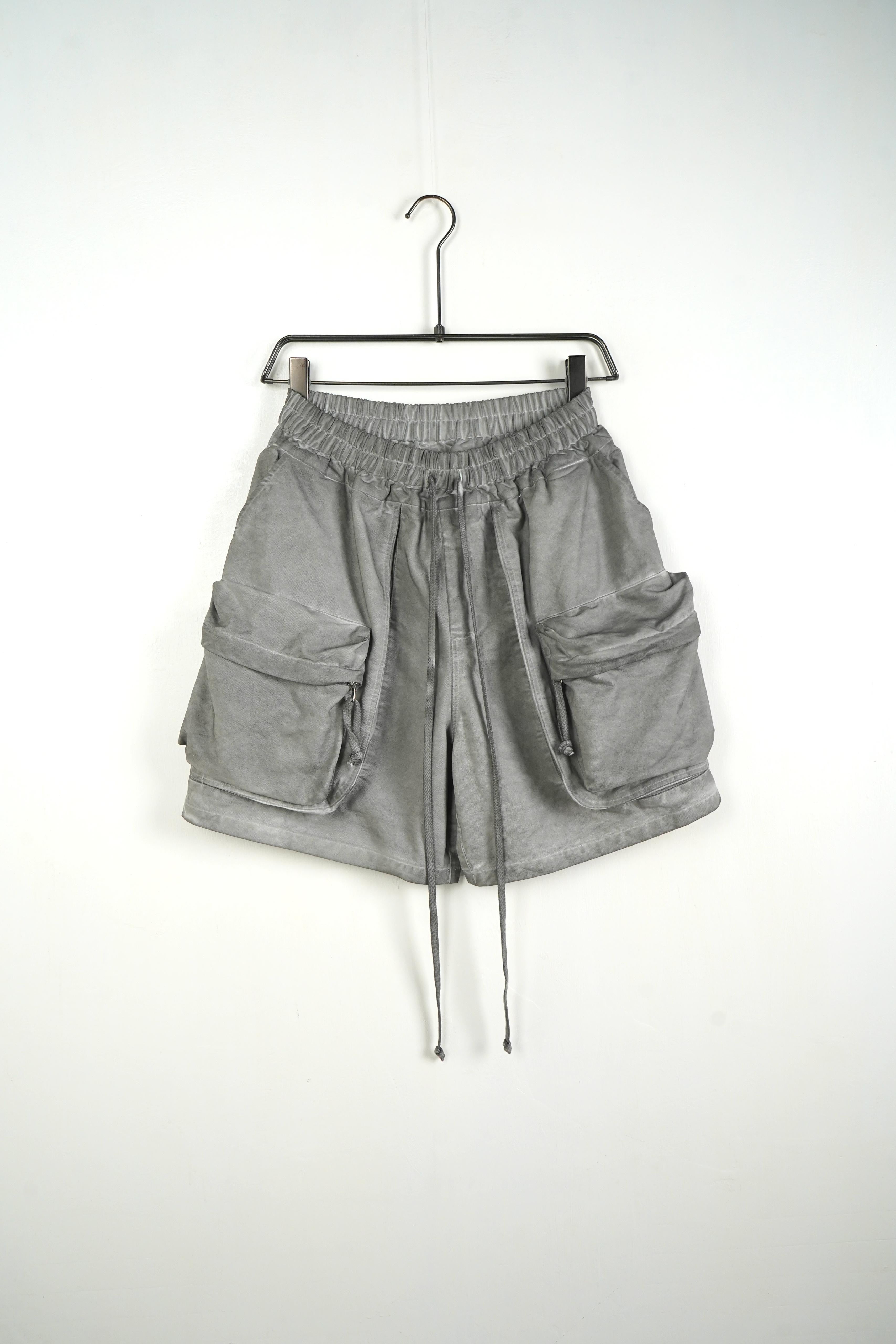 Pantaloncino Zip Stone Wash Grigio Chiaro