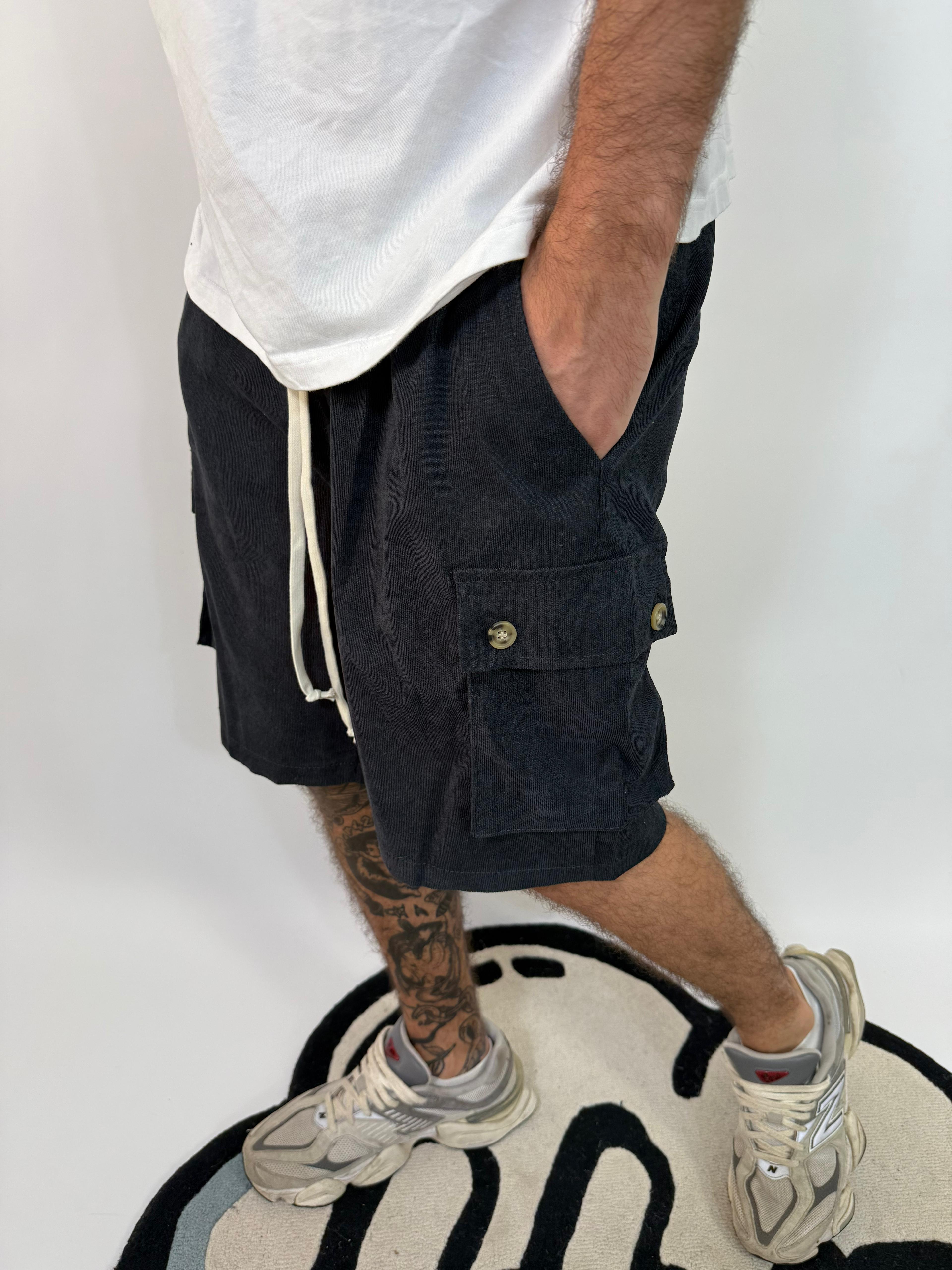 Pantaloncino Cargo Costine  Nero