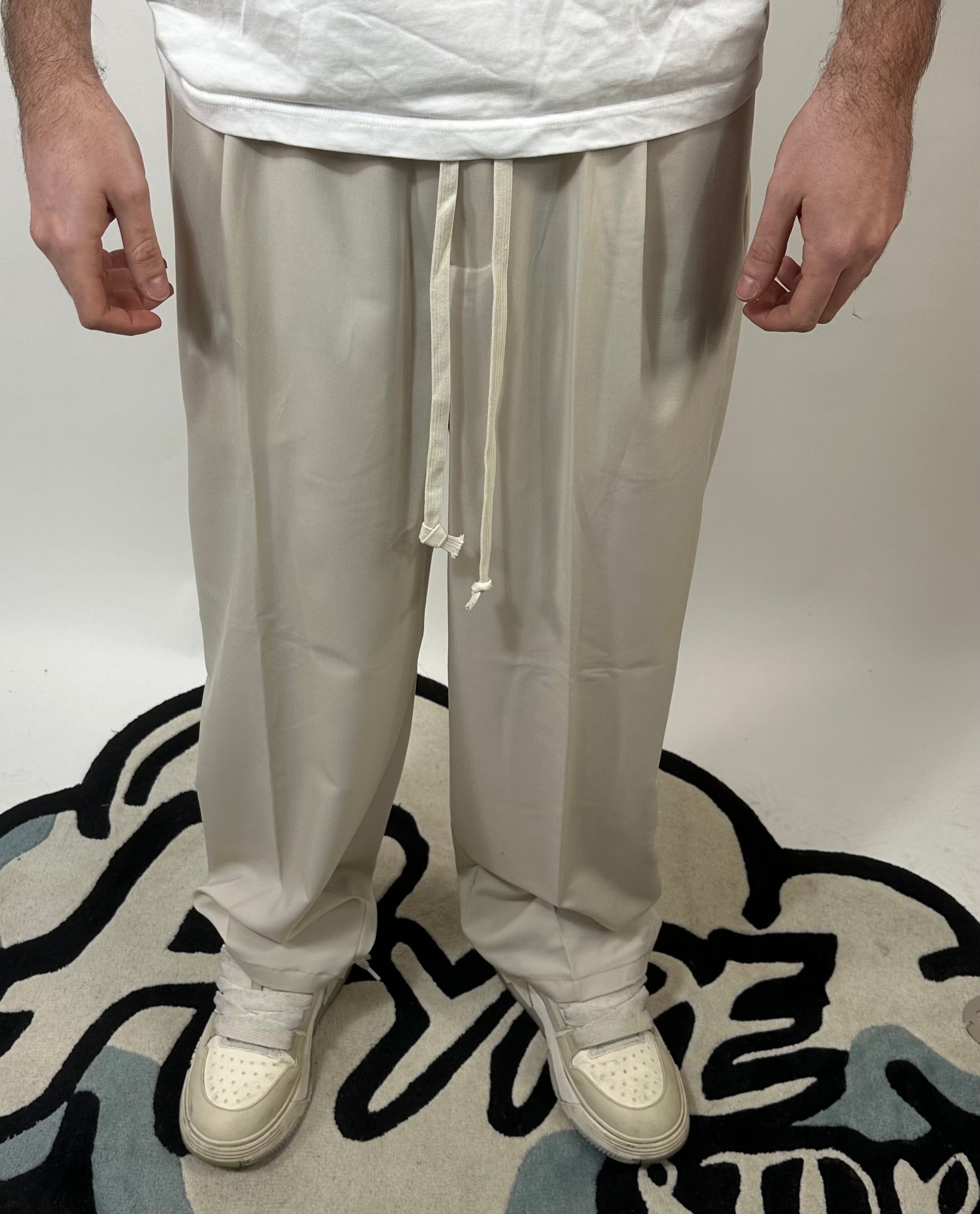 Pantaloni Tessuto Elegante Beige Liscio