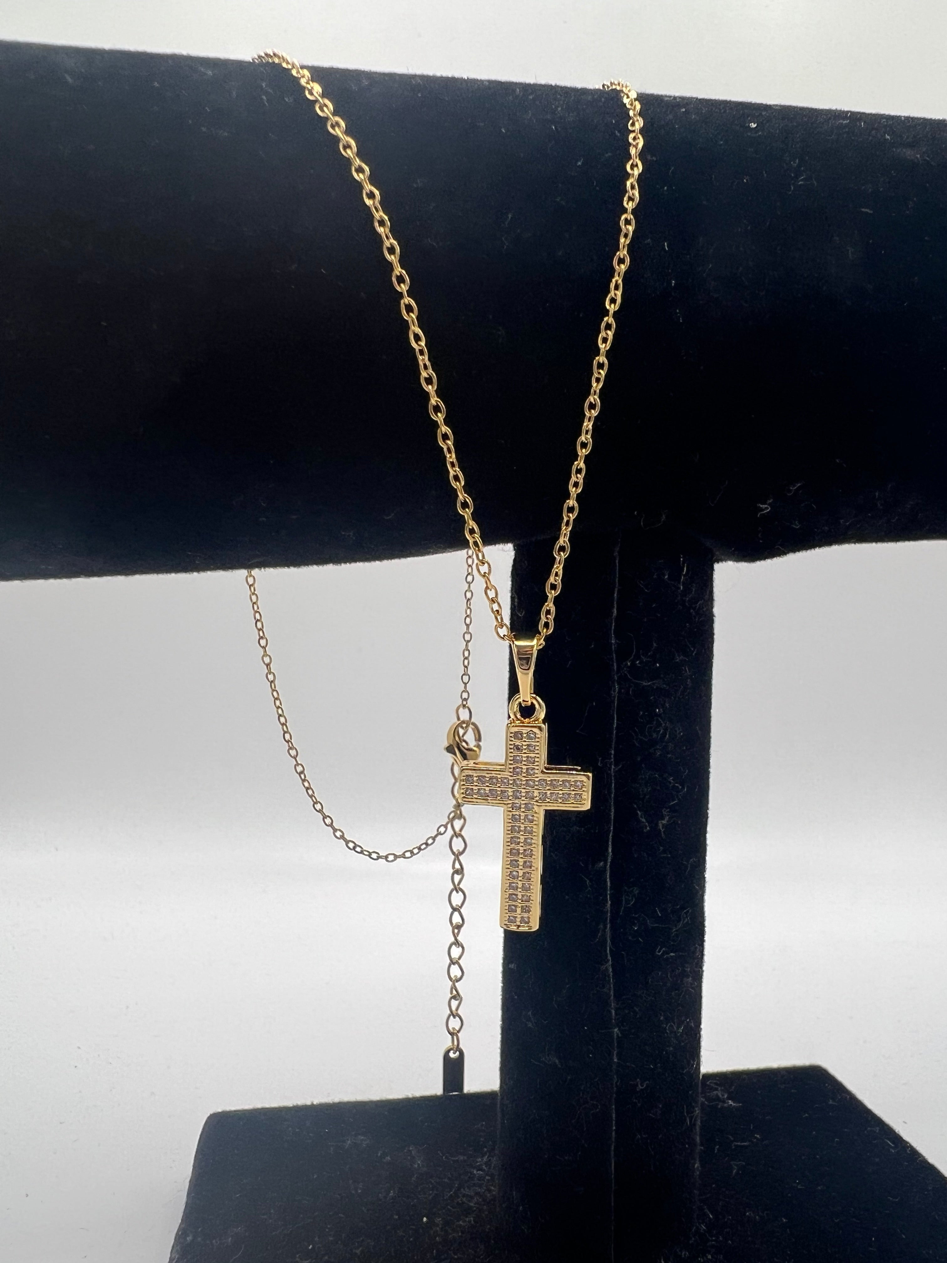 COLLANA CROCE color ORO con BRILLANTINI
