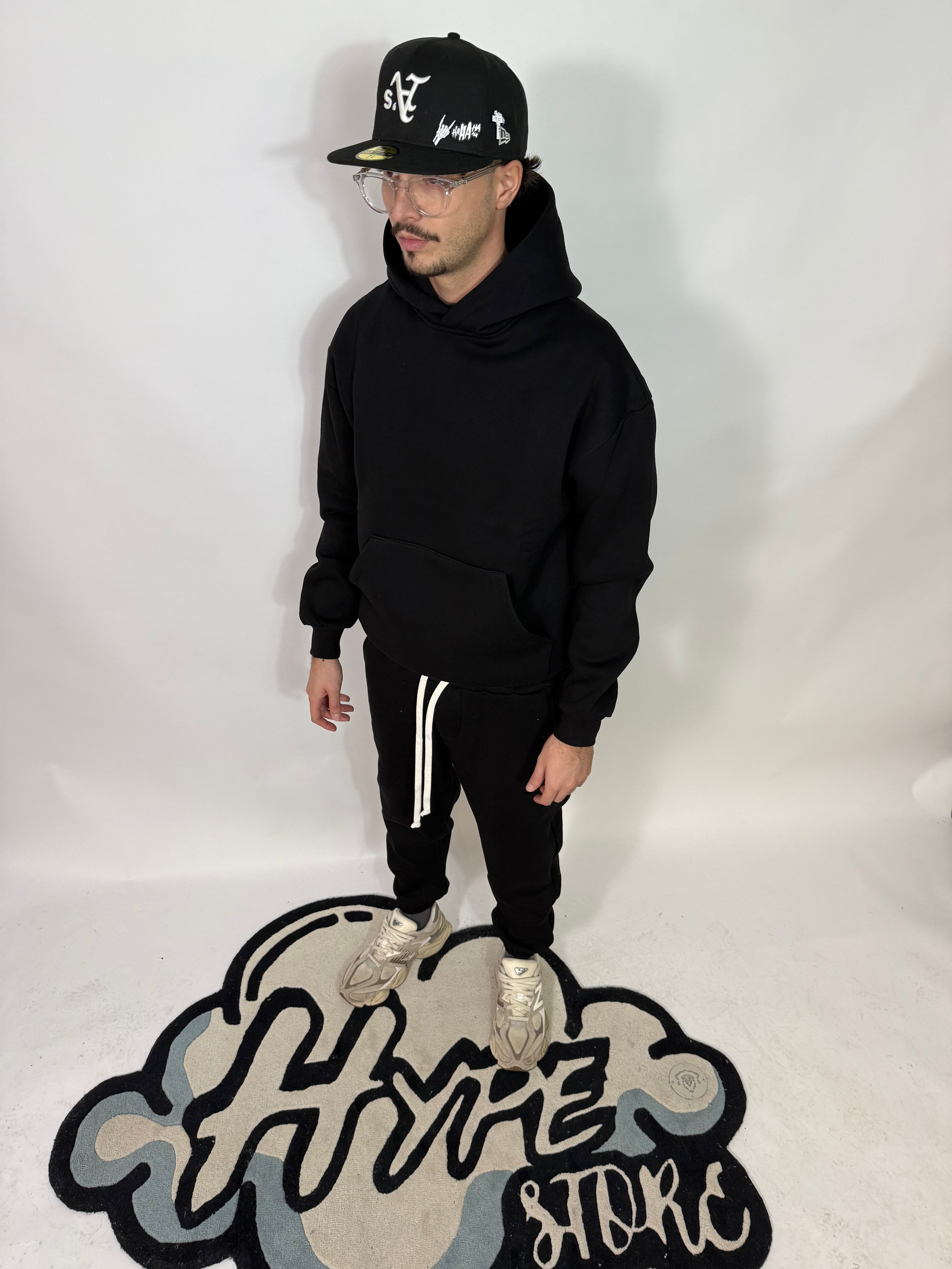 Completo Doppio Cotone Felpato Nera