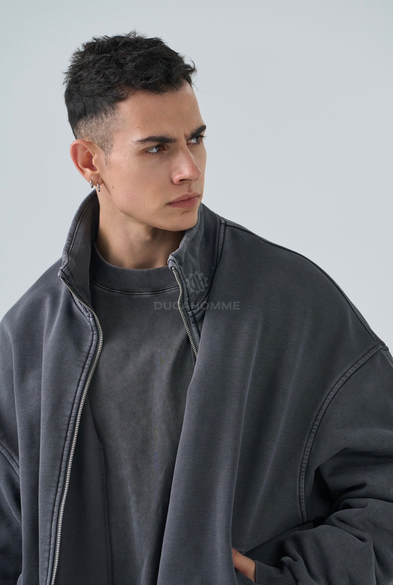 FELPA COLLO ALTO DUCA VIP WASHED GRIGIA 94G