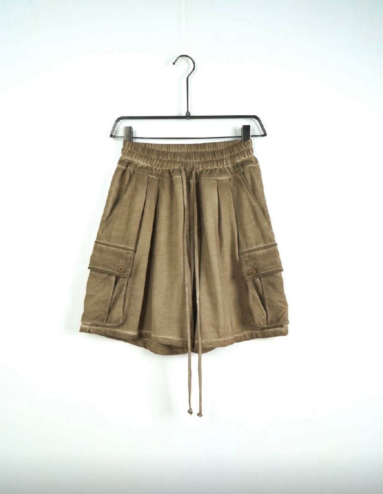 Pantaloncino Cargo Cotone Stone Wash Camel