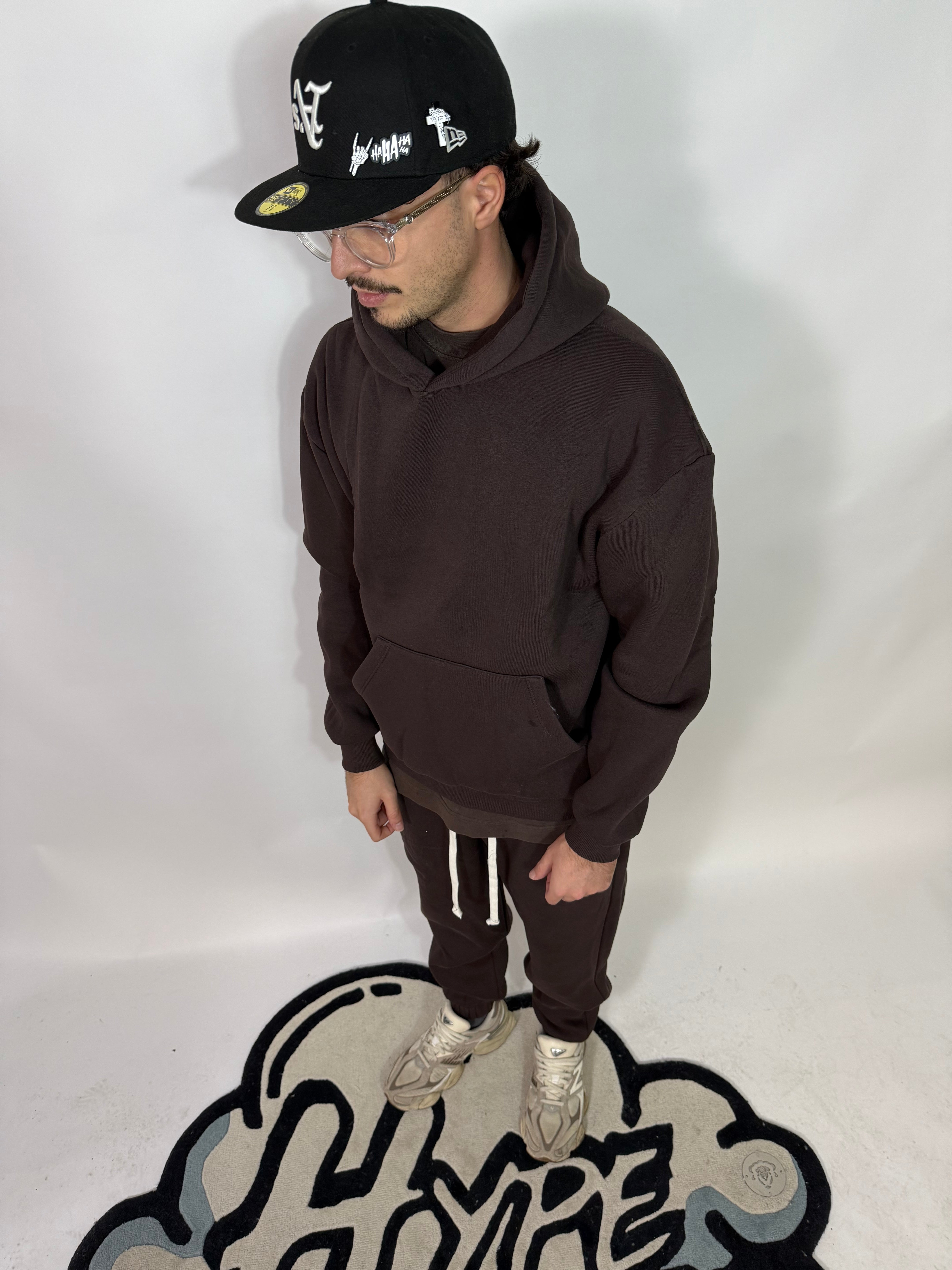 Completo Doppio Cotone Felpato Marrone