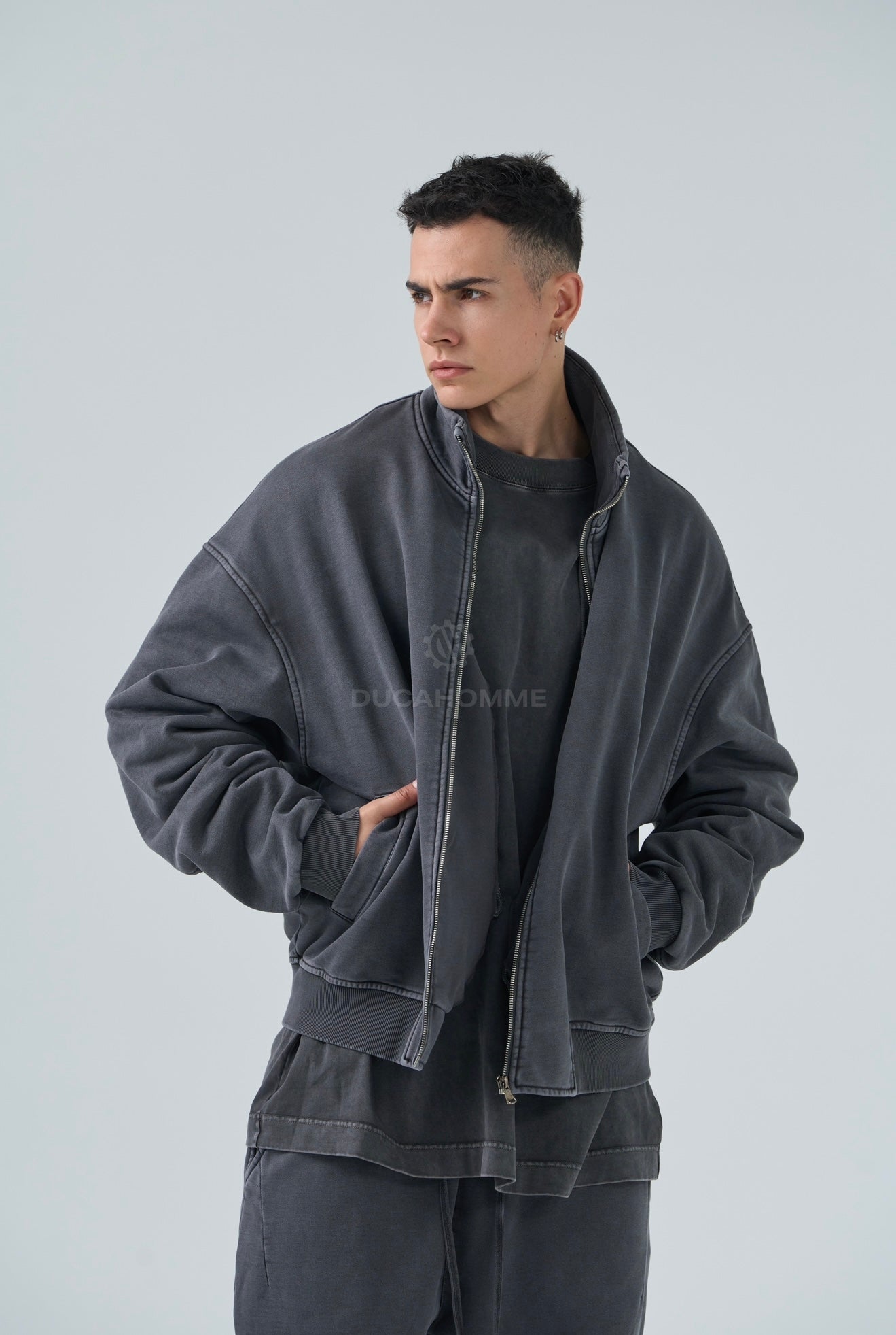 FELPA COLLO ALTO DUCA VIP WASHED GRIGIA 94G