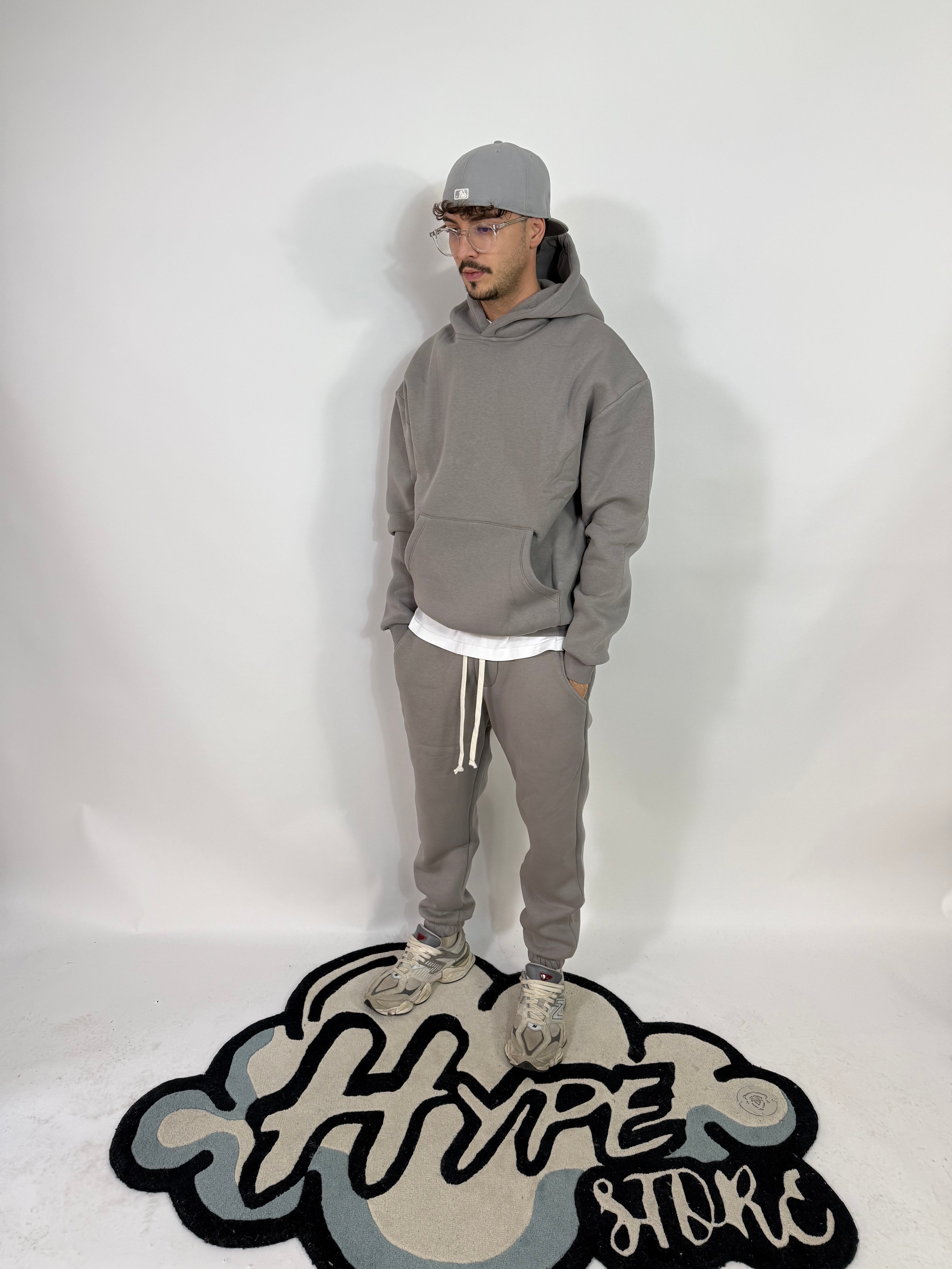 Completo Doppio Cotone Felpato Piombo