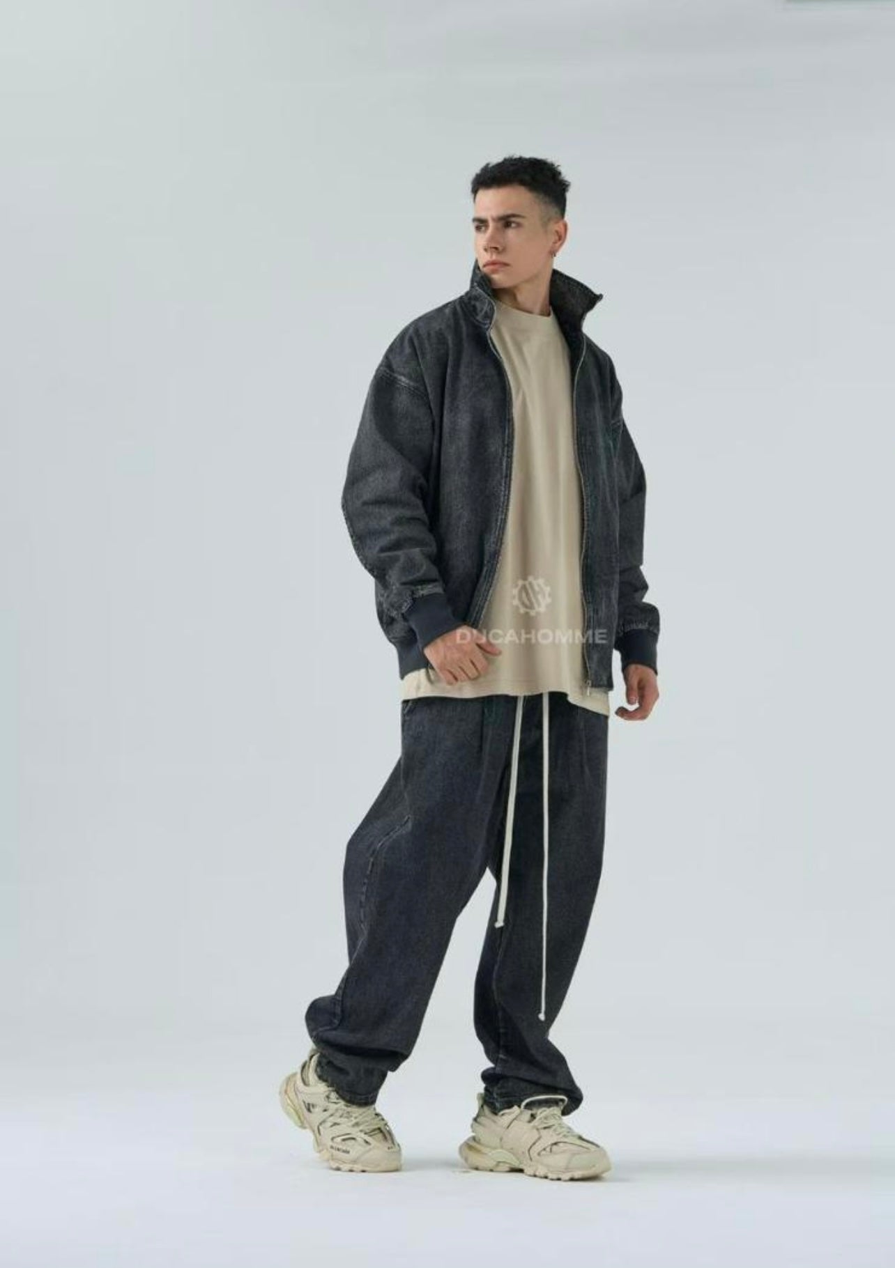 Completo Sartoriale Effetto Jeans Colletto Alto