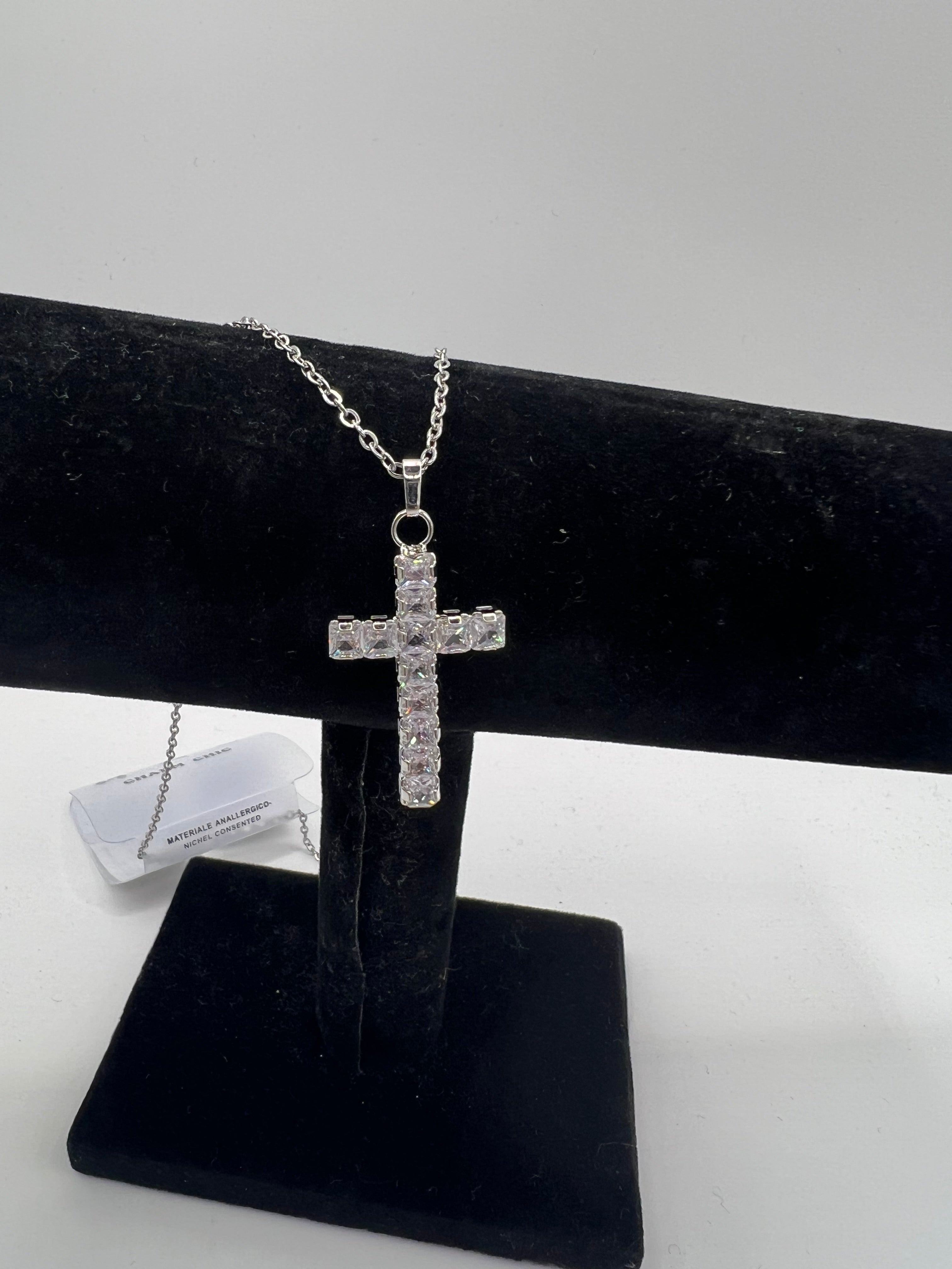 COLLANA CROCE DIAMANTI